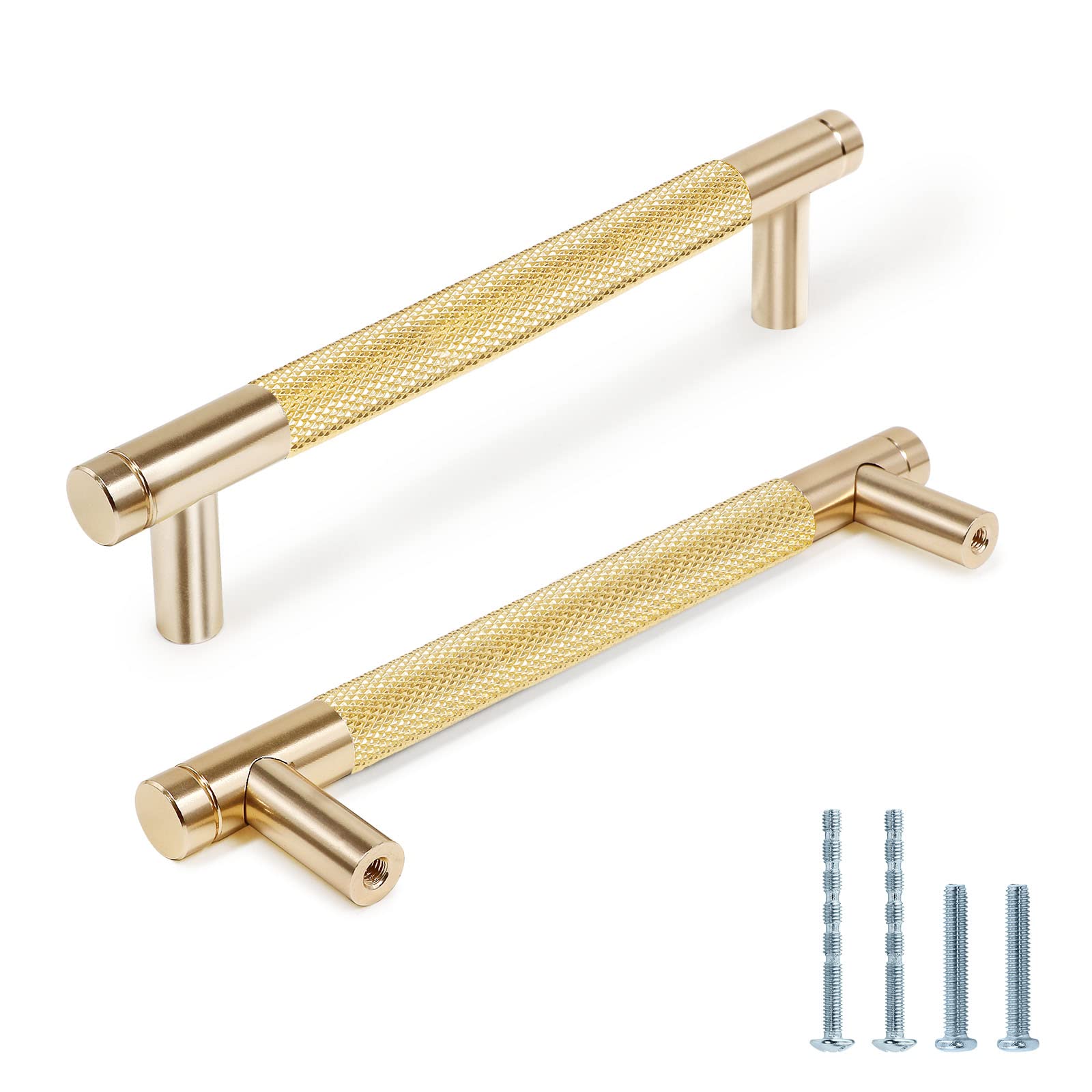6 Pack Knurled Cabinet Pulls - 6 Inch Long Metal Kitchen Drawer Handles & Dresser Pulls (5