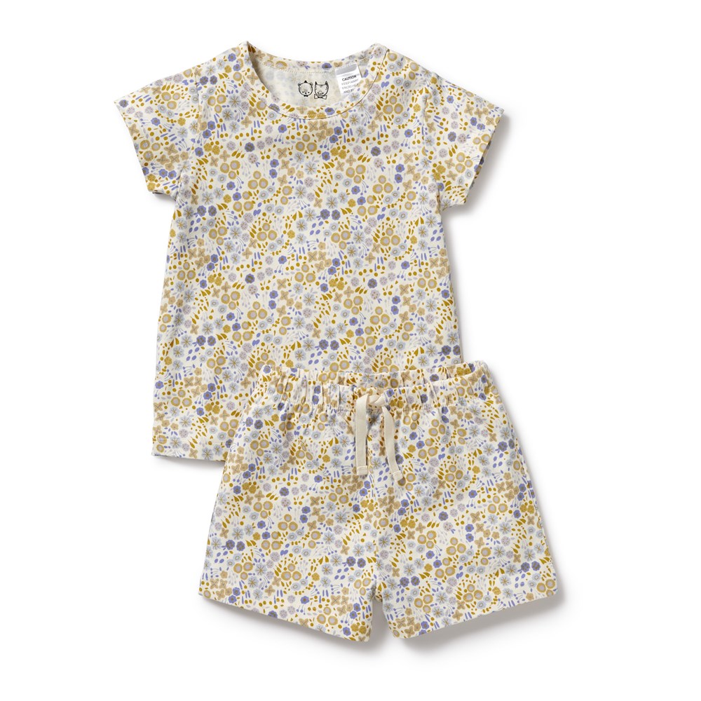 Organic Cotton Short Sleeve Pajama Set for Women - Little Meadow Soft & Breathable Sleepwear - Perfect for Summer Nights, Lounging & Travel