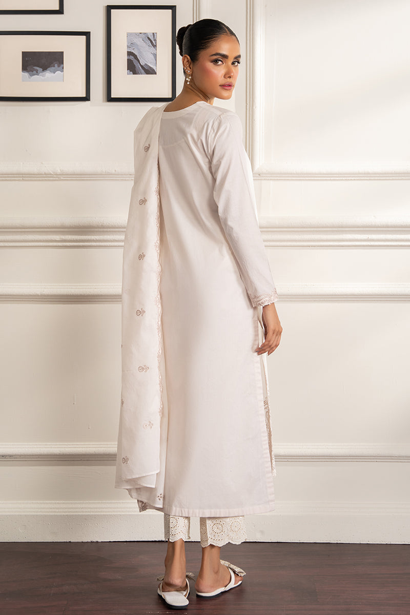 Ivory Whisper 2-Piece Set (Shirt & Dupatta) - Elegant Ethnic Outfit for Women, Parties & Festivals