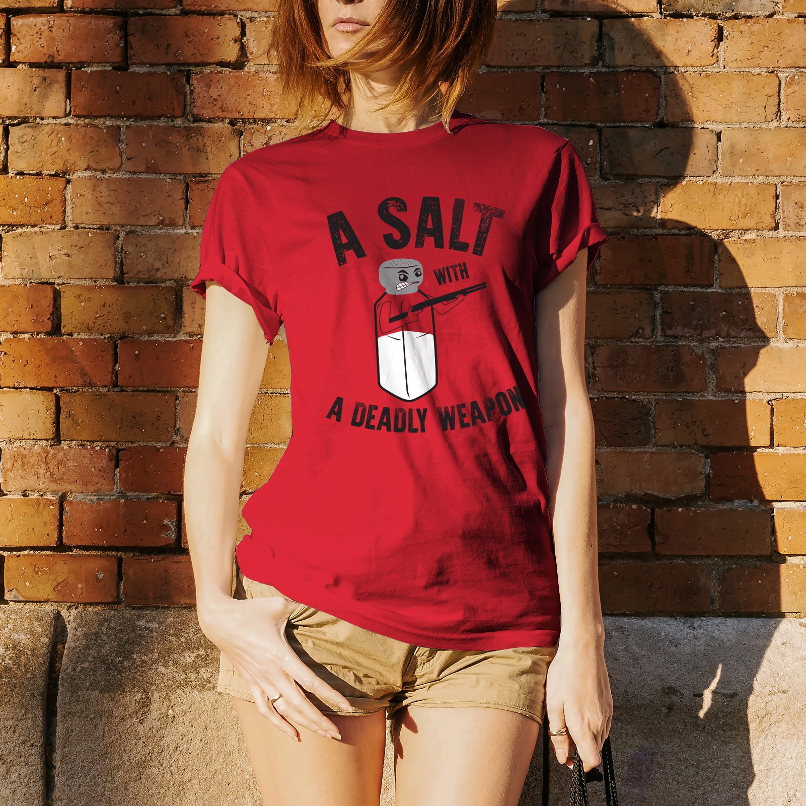 Funny Pun T-Shirt - 'A Salt with A Deadly Weapon' Sarcastic Joke Tee for Men & Women | Perfect Gift for Comedy Lovers, Office Humor, and Casual Wear