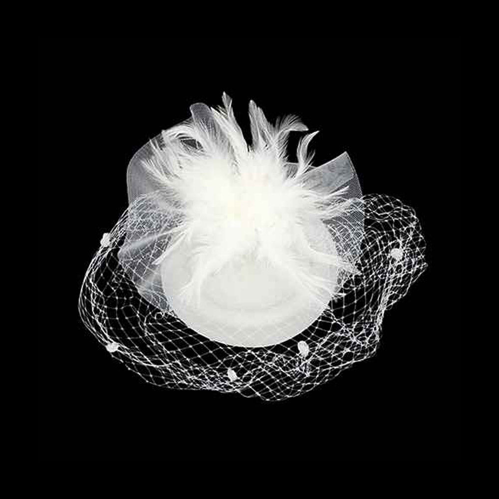 Elegant Feather White Mesh Fascinator Headband for Women - Perfect for Weddings, Tea Parties & Special Occasions