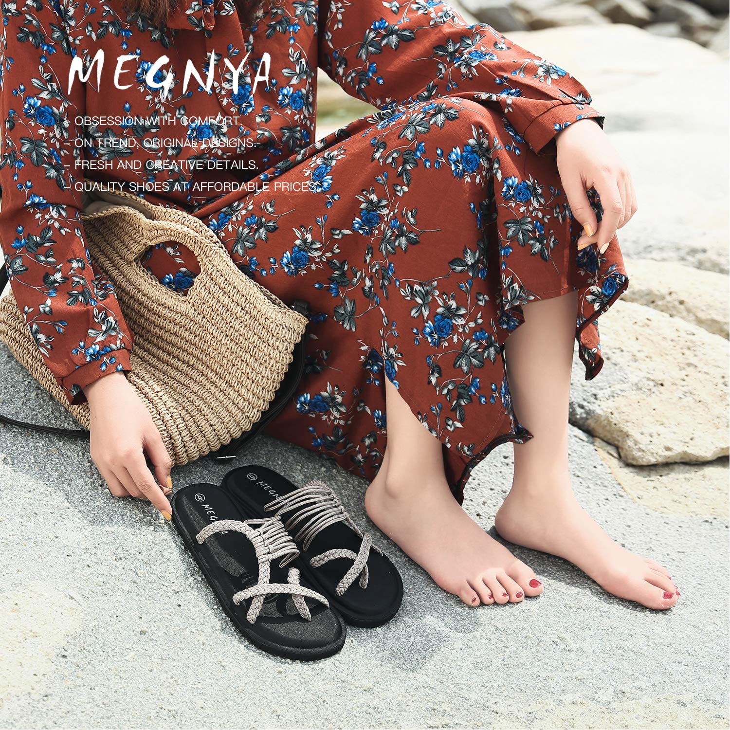 MEGNYA Women's Yoga Mat Flip Flops - Comfortable Foam Walking Sandals, Lightweight Flexible Slippers for Beach, Pool, Travel & Outdoor Activities | Perfect for Yoga, Vacation, and Relaxation by the Water
