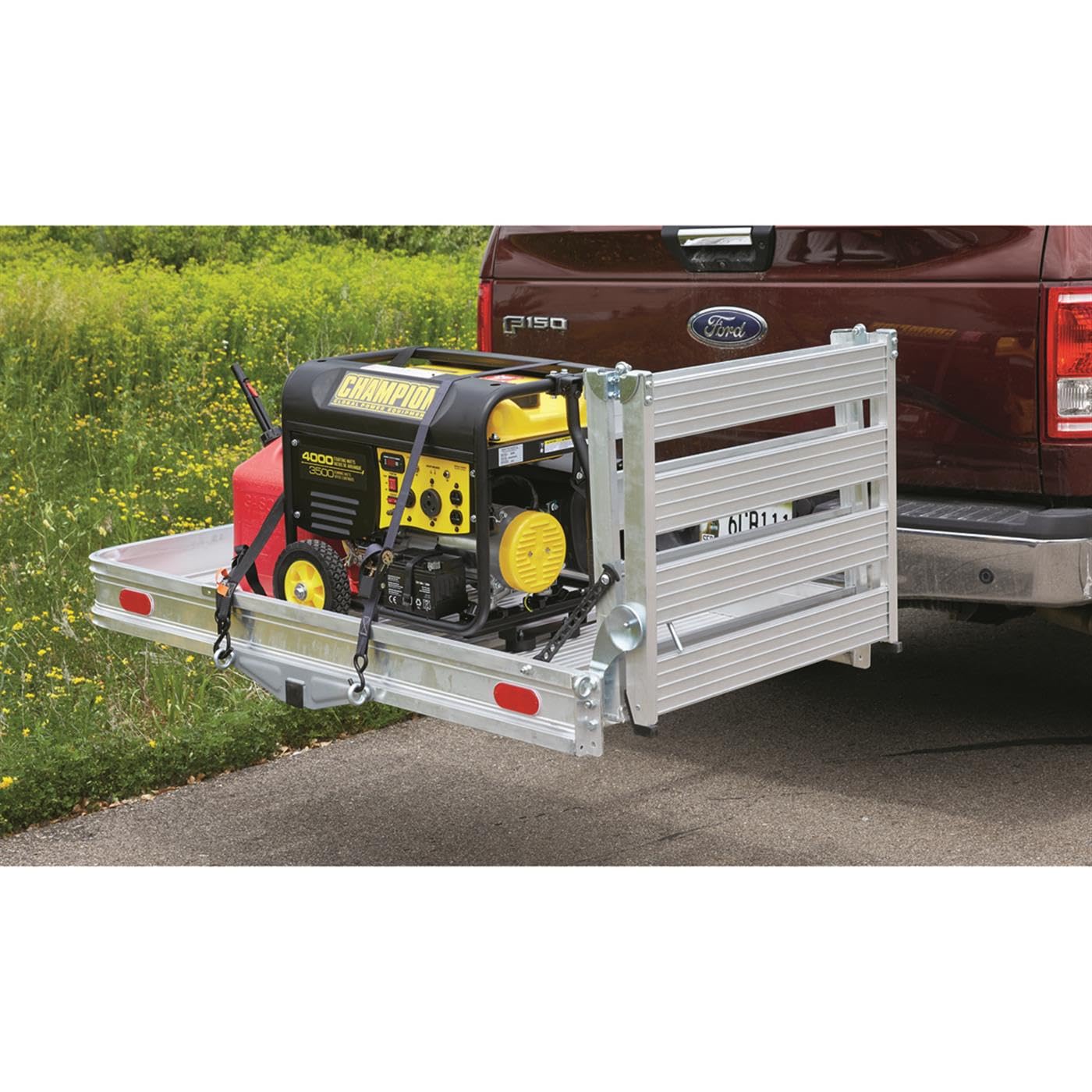Guide Gear Heavy Duty Aluminum Folding Hitch Cargo Carrier for Pickup Trucks - 3-Position Adjustable Extra Large Truck Bed Ramp - Perfect for Camping, Road Trips & Hauling Equipment