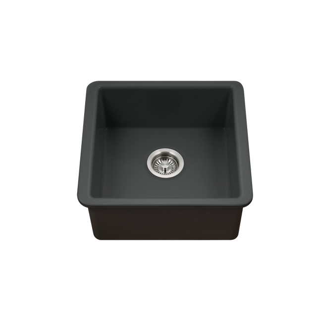 Houzer Platus Series 20 Fireclay Undermount Single Bowl Bar/Prep Sink - PTB 2020 BL in Black | Durable Kitchen Sink for Bar, Prep, and Small Space Applications