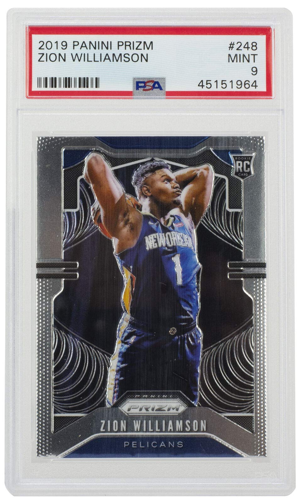 Zion Williamson 2019 Panini Prizm #248 New Orleans Pelicans Rookie Basketball Card PSA 9 Mint - Perfect for NBA Collectors, Sports Memorabilia Displays, and Investment Portfolios