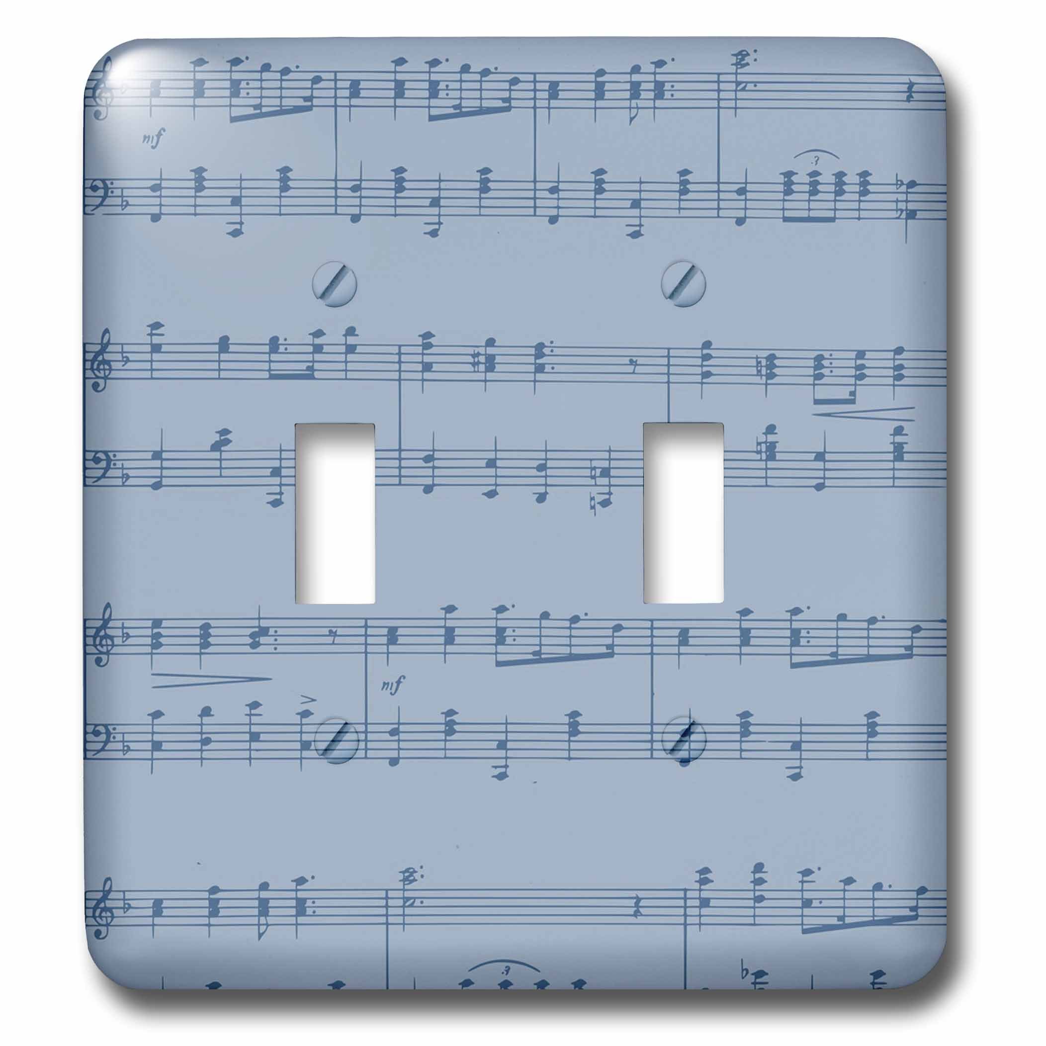 3D Rose Blue Sheet of Music Double Toggle Switch - Multicolor Wall Plate Cover for Light Switches - Perfect for Music Rooms, Bedrooms & Home Decor
