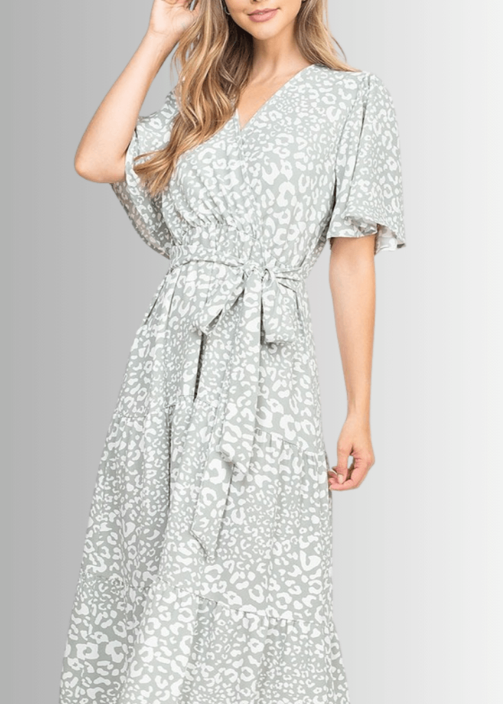 Laurel Leopard Print Midi Dress - Women's Animal Print Wrap Dress for Casual Wear, Date Night & Office Outfits