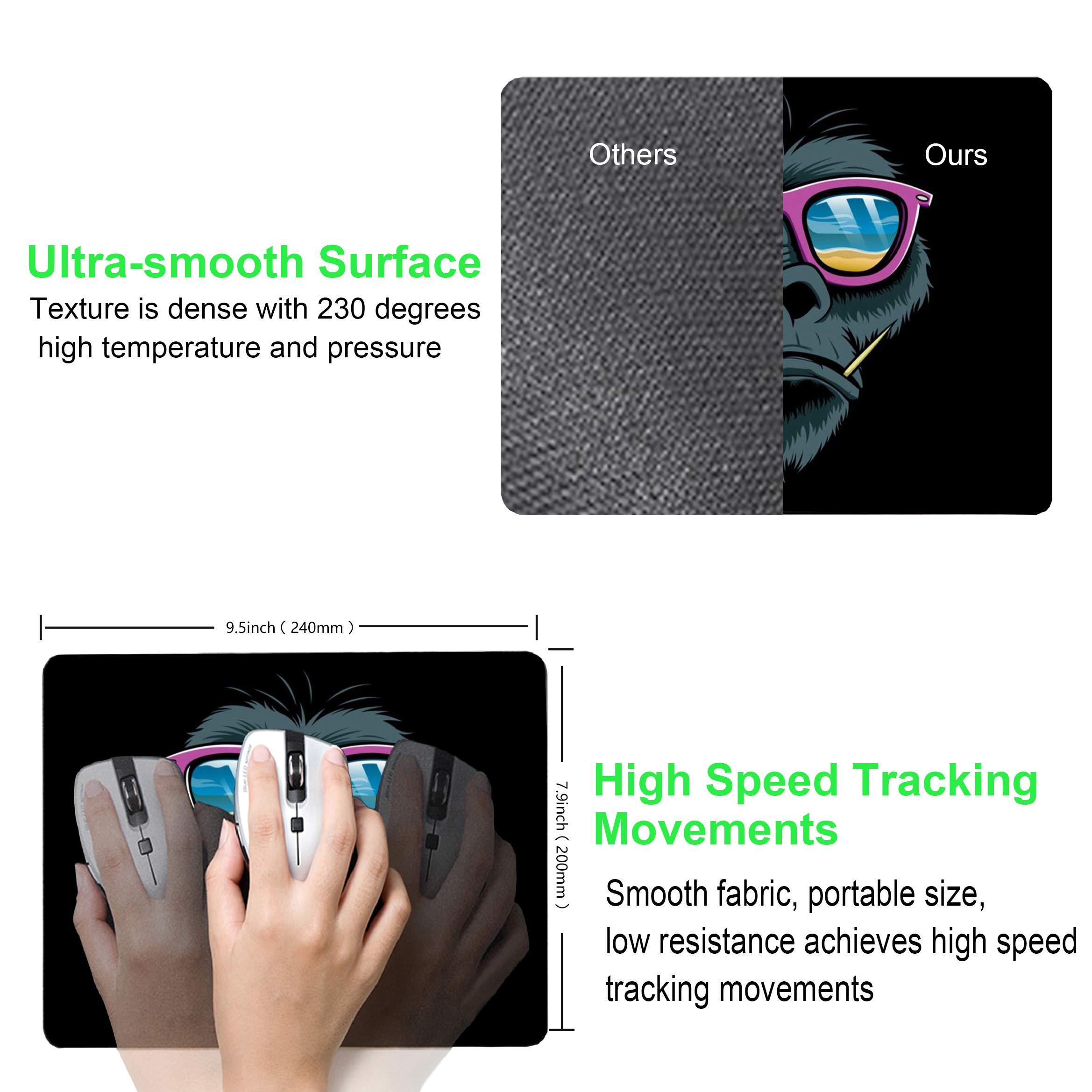 Funny Gorilla Design Non-Slip Rubber Mouse Pad - Ergonomic Computer Mousepad for Gaming, Office & Home Use - Perfect for PC, Laptop & Desktop Workstations
