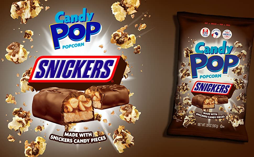 Delicious Snickers Flavored Popcorn - 2 Pack | Sweet & Salty Candy Popcorn Snack | Perfect for Movie Nights, Parties & Gifts