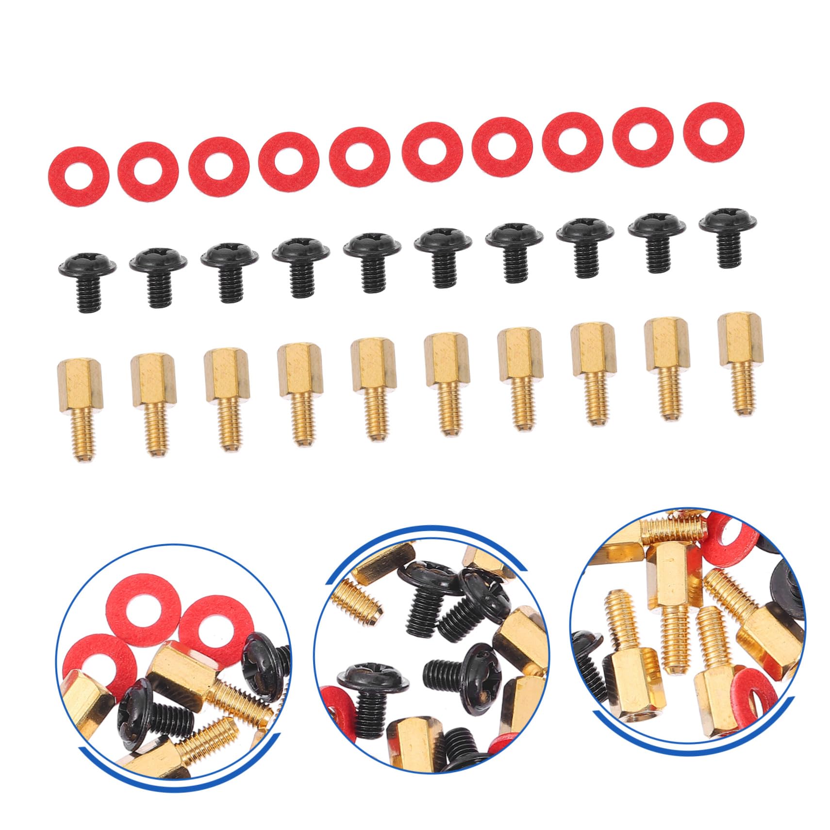 Homoyoyo 20pcs Computer Case Motherboard Standoff Screw Kit - Round Head Spacers & Insulation Washers for PC Building, Repair, and Maintenance