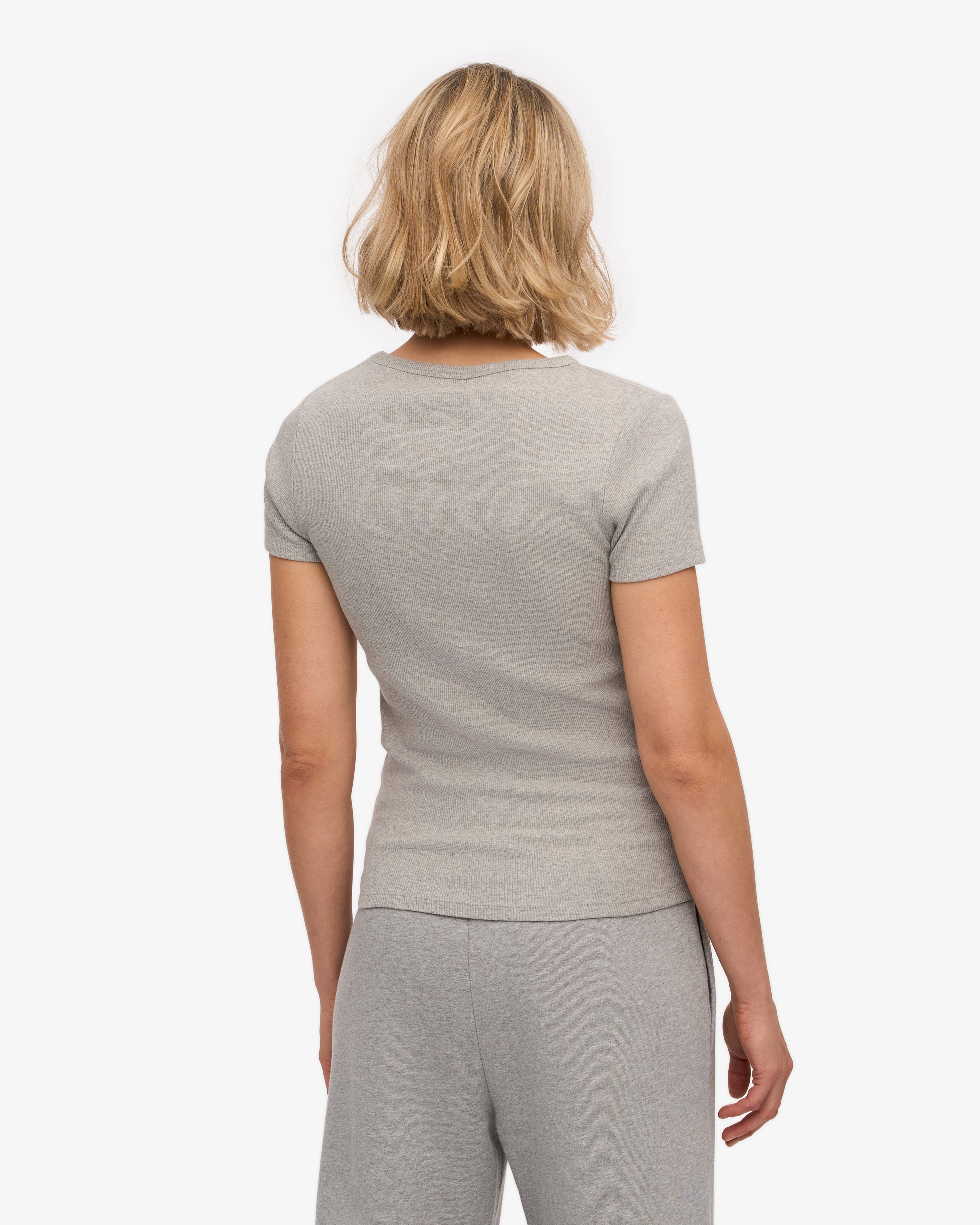 Organic Cotton Ribbed T-Shirt for Men & Women - Heather Grey - Soft & Comfortable Casual Wear for Everyday Use