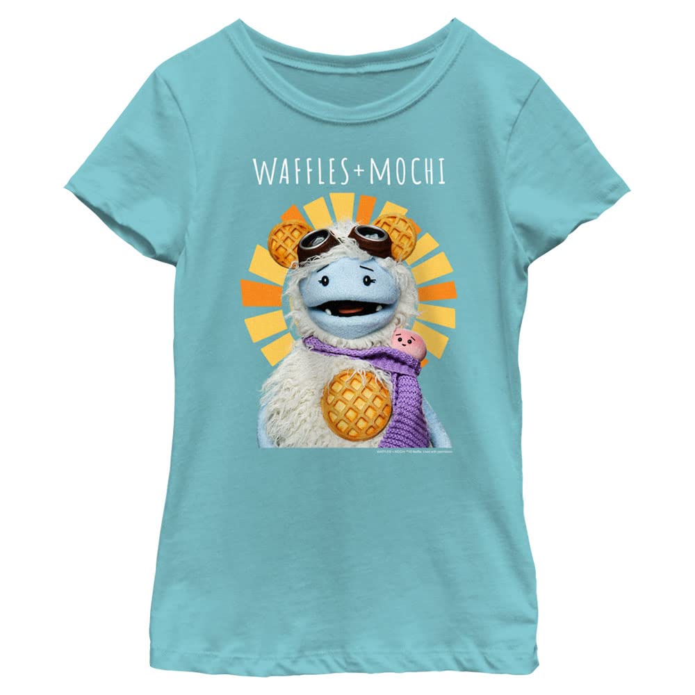 Netflix Waffles & Mochi Character Graphic Short Sleeve T-Shirt for Girls | Cute Kids Cartoon Tee | Perfect for Playdates, Birthday Parties & Casual Wear