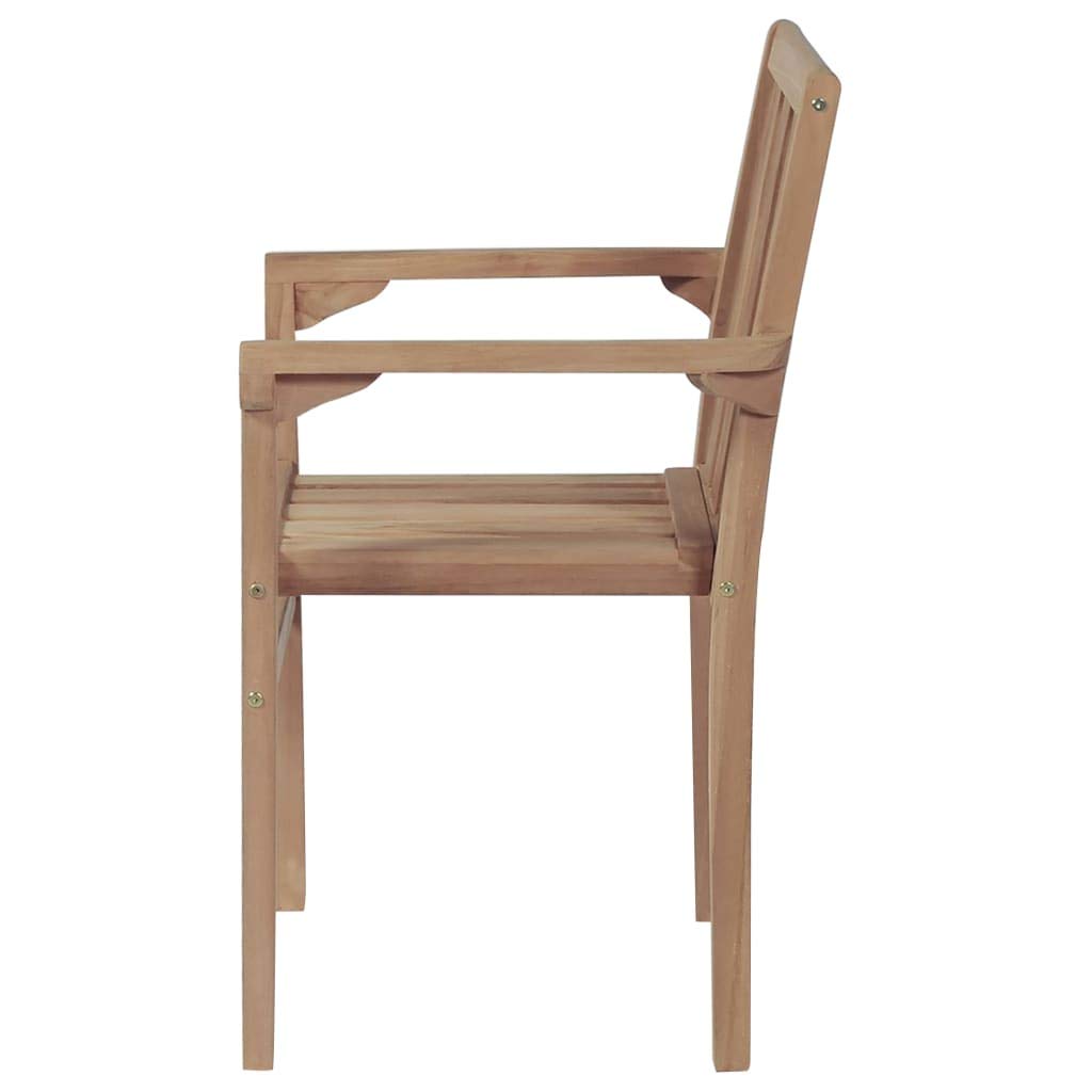 Premium Stackable Garden Chairs Set of 2 - Solid Teak Wood Outdoor Furniture for Patio, Deck, Poolside & Backyard Relaxation
