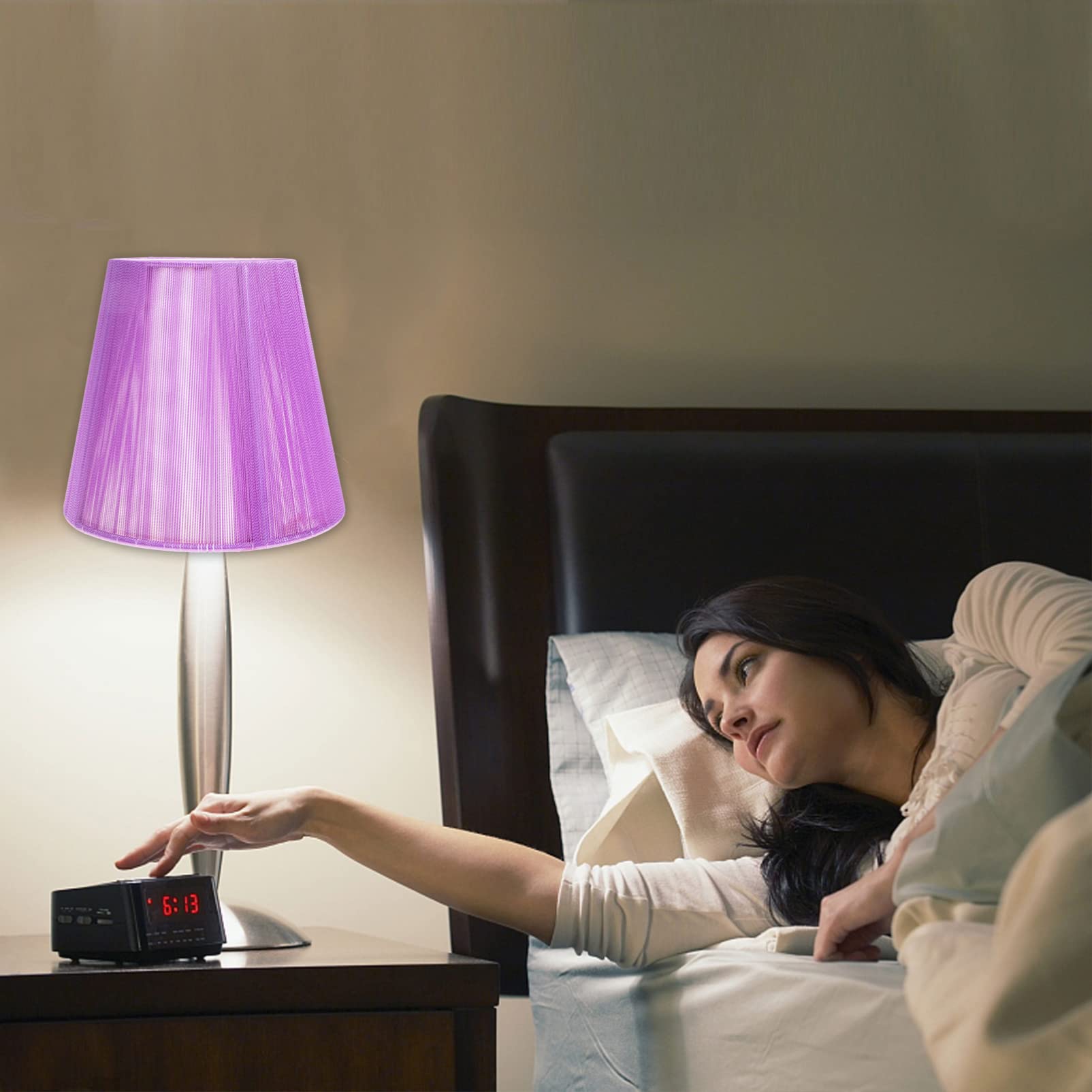 E14 Clip On Lampshade - Fabric Table Lamp Cover, Chandelier Shade, Hanging Light Protector & Bulb Cage Guard for Floor, Wall & Pendant Lights (Lavender) - Perfect for Bedroom, Living Room & Dining Room Lighting Decor