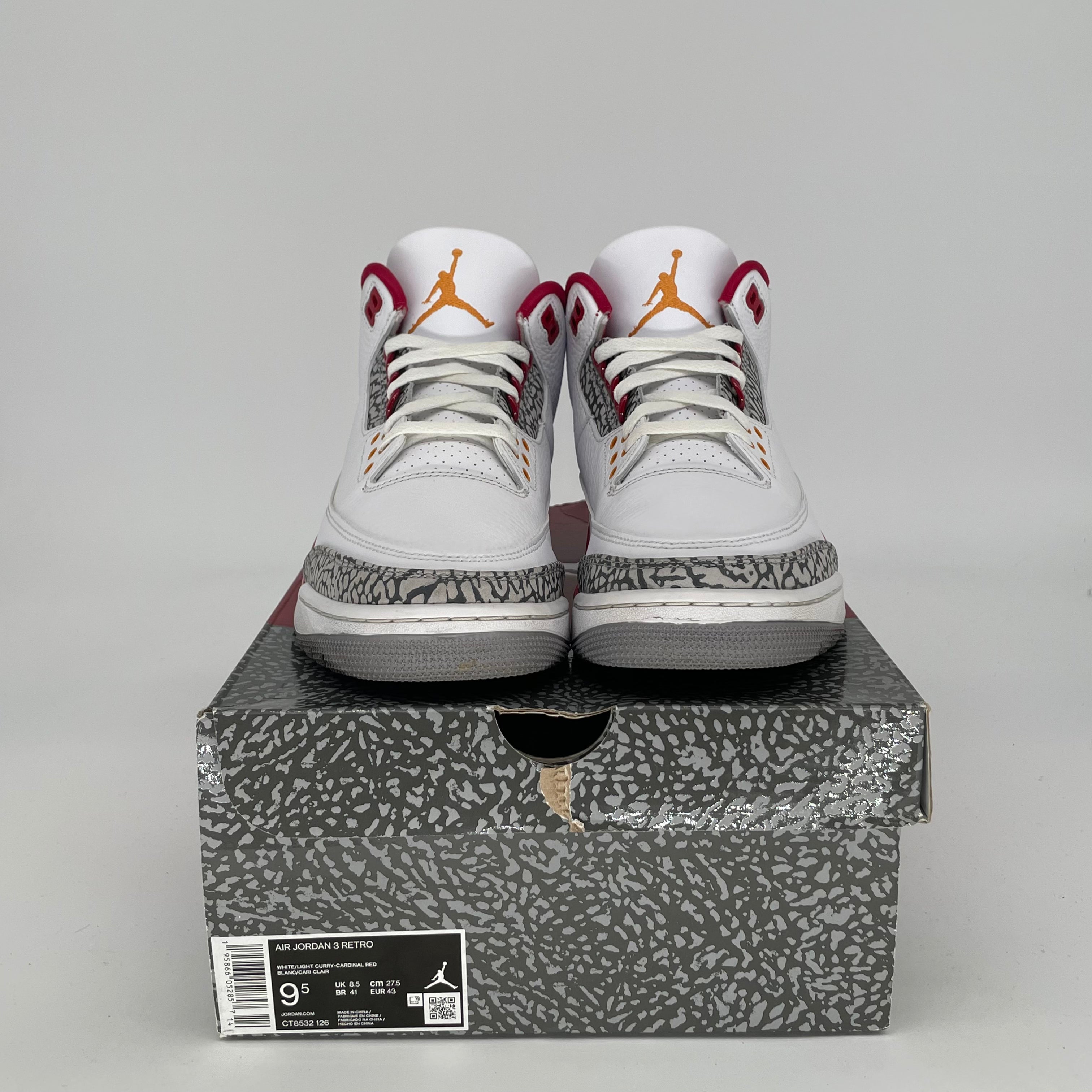 AIR JORDAN 3 Cardinal Red Retro Basketball Shoes - Men's Size 9.5/Women's Size 11 (CT8532-126) - Perfect for Streetwear & Sneaker Collection