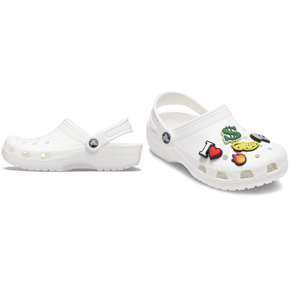 Crocs Classic Clog for Men & Women with 5-Pack Jibbitz Charms - Comfortable Slip-On Shoes for Casual Wear, Home, Garden & Outdoor Activities
