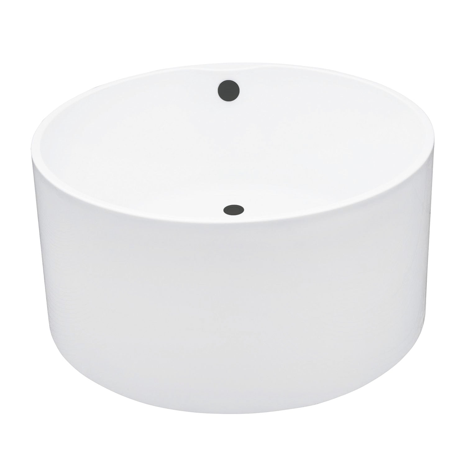Aqua Eden 45 Inch Acrylic Round Freestanding Bathtub - Double Ended Soaking Tub with Overflow & Drain - Glossy White & Matte Black - Perfect for Luxury Bathrooms & Spa Retreats