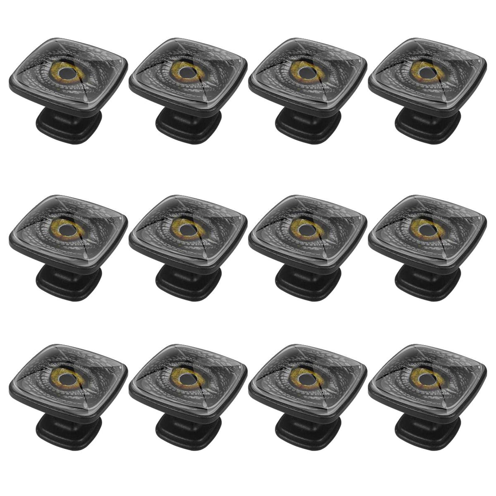 12 Pack Square Cabinet Knobs (30mm) - Dragon's Eye Drawer Pulls for Kitchen, Bathroom & Dresser - Durable Hardware for Cabinets, Cupboards & Furniture