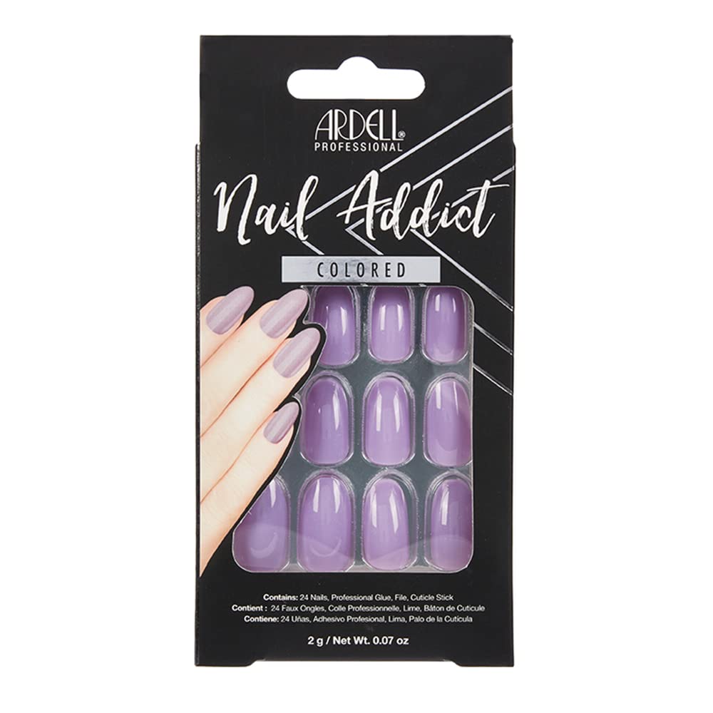 Ardell Nail Addict Artificial Nail Set - Lovely Lavender Press on Nails for Women | Perfect for Parties, Weddings & Special Occasions