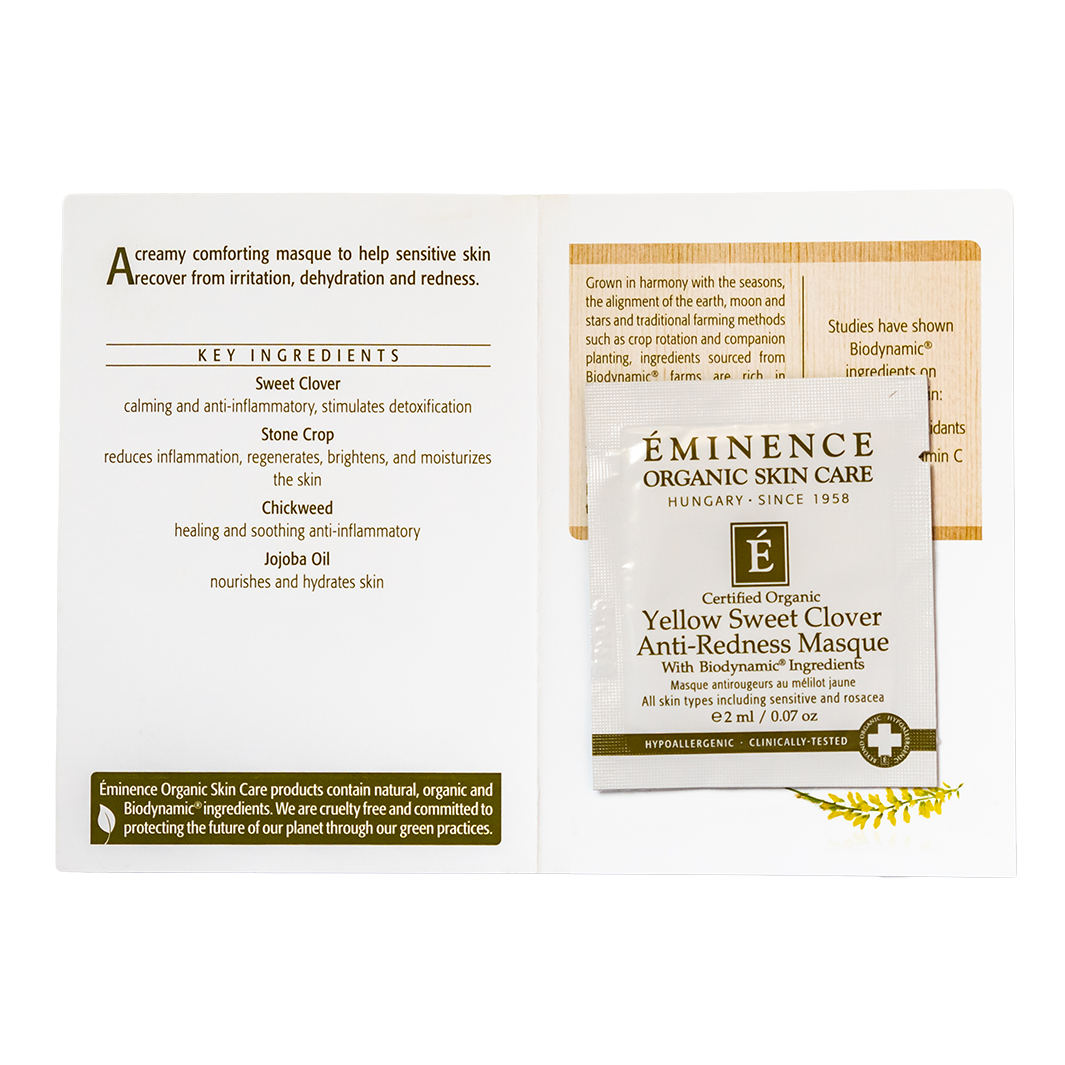 Eminence Organics Yellow Sweet Clover Anti-Redness Mask - Soothe & Calm Sensitive Skin for Rosacea & Irritation - Perfect for Spa Nights & Post-Sun Care