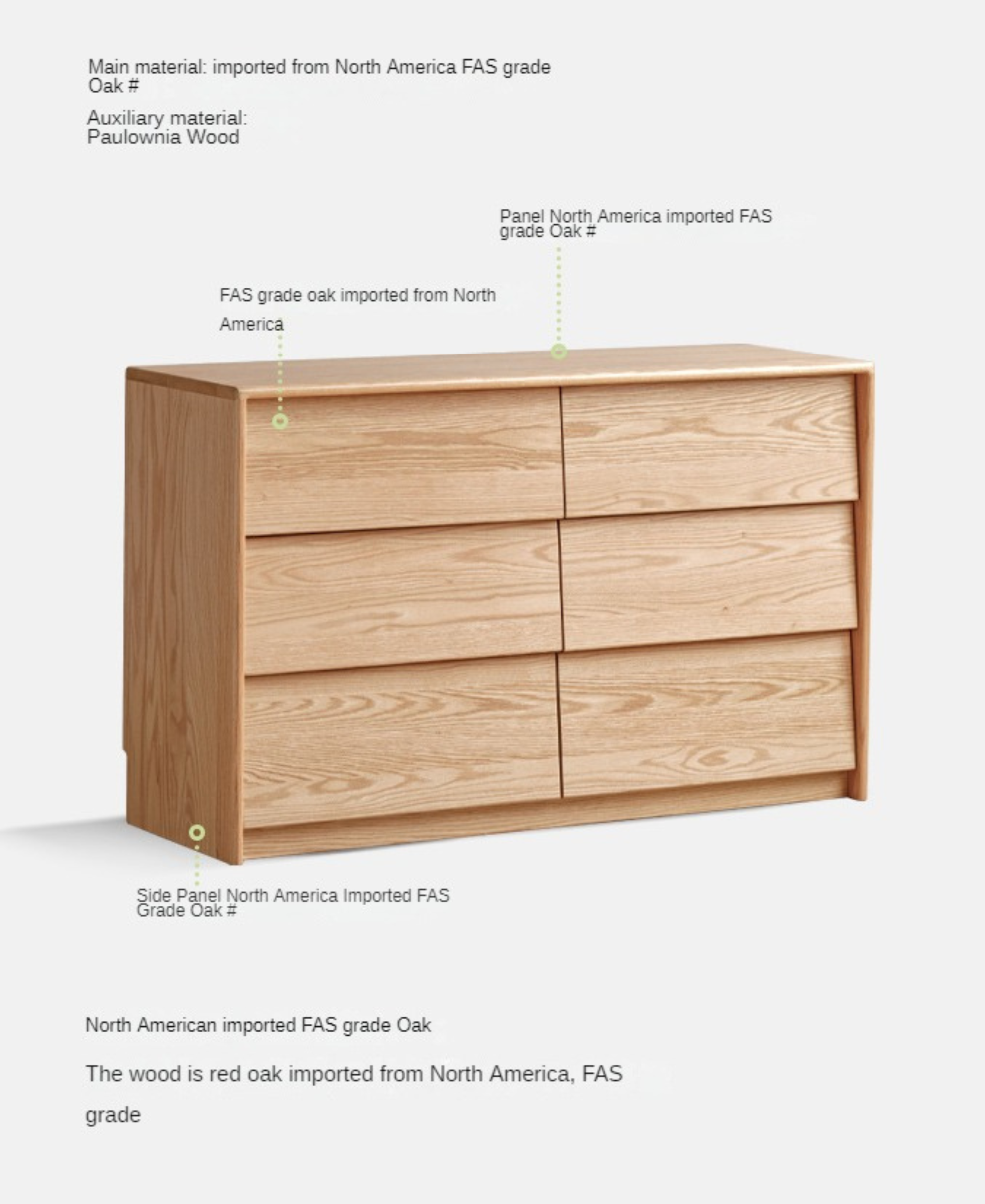Solid Oak Wood Slanted Surface Chest of Drawers - Vintage Style Dresser for Bedroom, Living Room & Office Storage