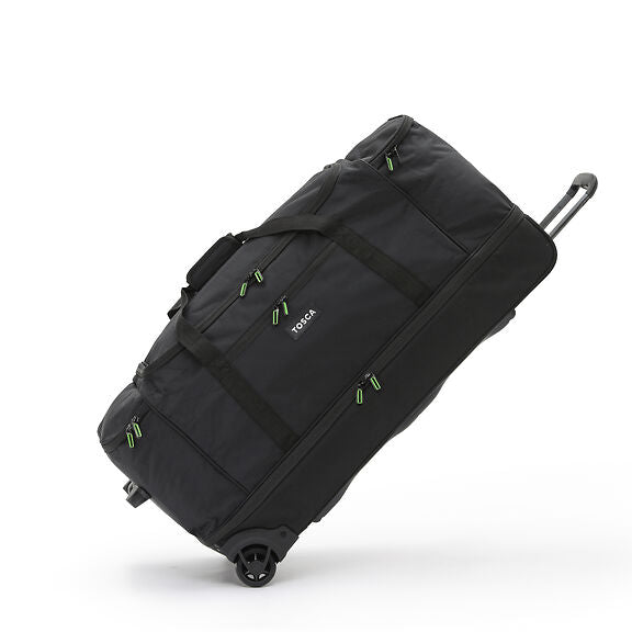 Tosca TCA798TWM 70cm Wheeled Split Compartment Duffle Bag - Black/Lime - Perfect for Travel, Gym & Sports Gear Storage