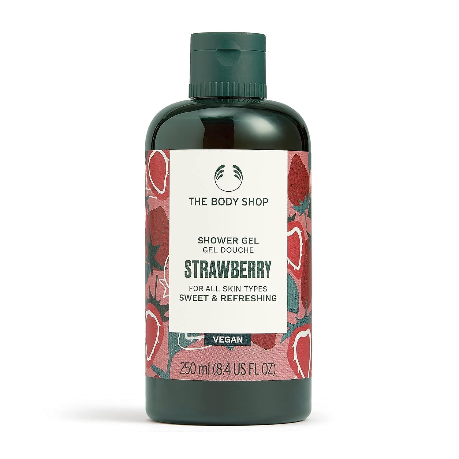 The Body Shop Strawberry Shower Gel for Women & Men - 8.5oz/250ml - Hydrating & Refreshing Body Wash with Natural Ingredients - Perfect for Daily Shower, Spa Day & Gift Giving
