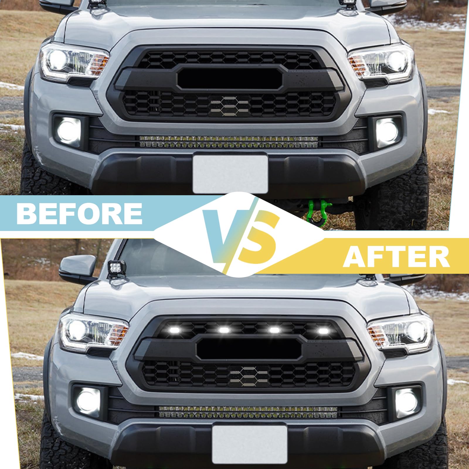 5pcs LED Grill Lights for Toyota Tacoma TRD-Pro 2015-2023 | Aftermarket TRD-Pro Grille Lights | White & Black LED Off-Road Lighting for Truck Accessories | Perfect for Night Off-Roading & Custom Truck Modifications