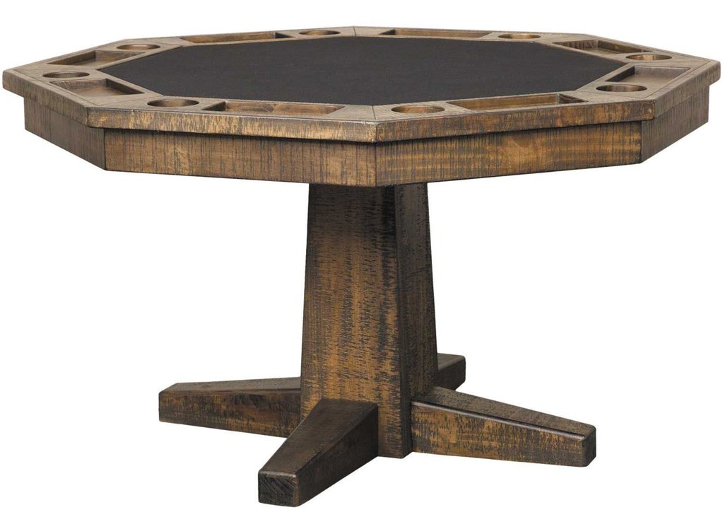 Rustic Wooden Poker Table with Plank & Hide Design - Perfect for Game Nights, Casino Parties, and Home Entertainment