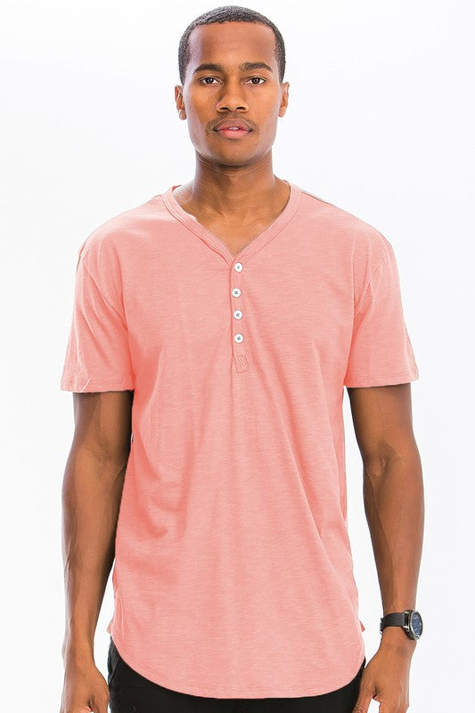 Men's Short Sleeve 4-Button Henley Shirt - Casual Cotton Tee for Summer Outfits, Date Nights & Weekend Wear