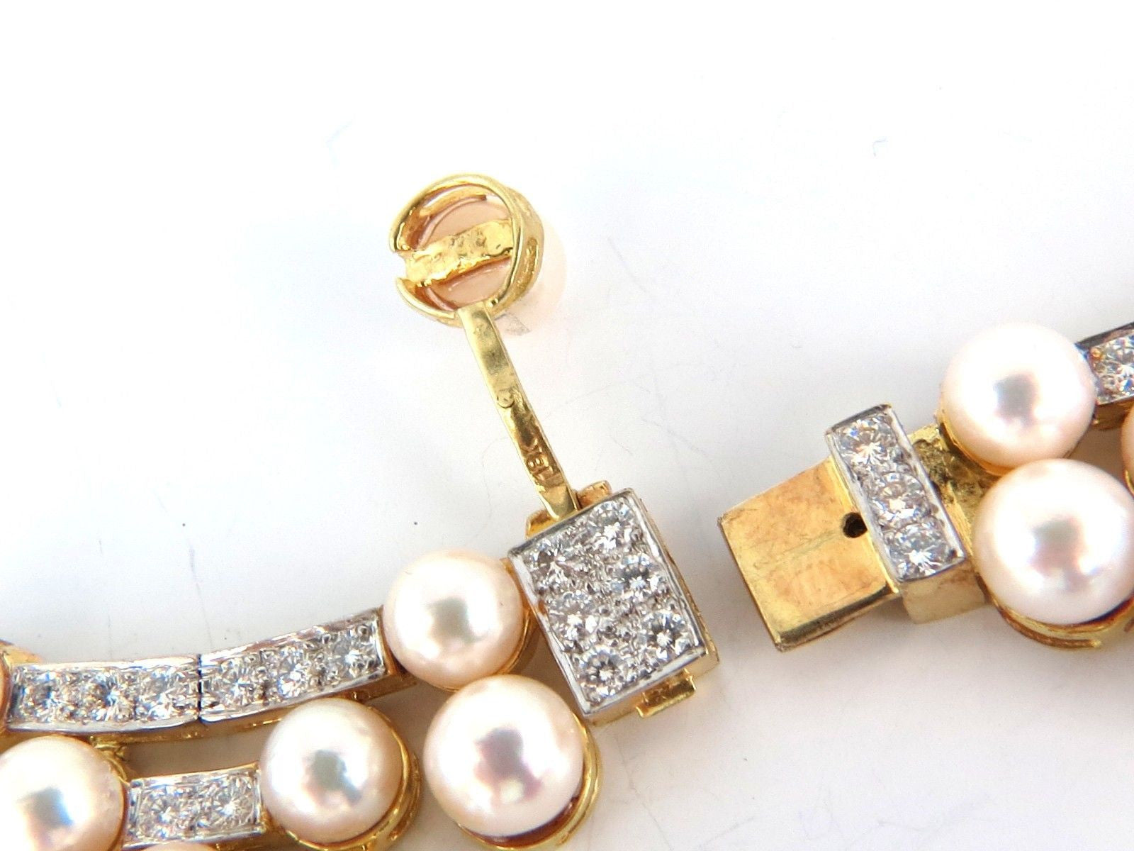 10.00ct Natural Diamonds & Akoya Pearls 18K Gold Opera Riviera Deco Necklace - Elegant Jewelry for Weddings, Parties & Special Occasions
