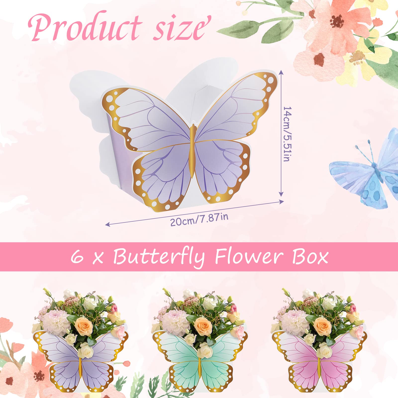 Fuutreo 6 Pcs Butterfly Centerpieces for Baby Shower, Birthday Party, Tea Party, Wedding Décor – Elegant Butterfly Table Decorations & Themed Party Supplies – Perfect for Baby Showers, Bridal Showers, and Spring Celebrations