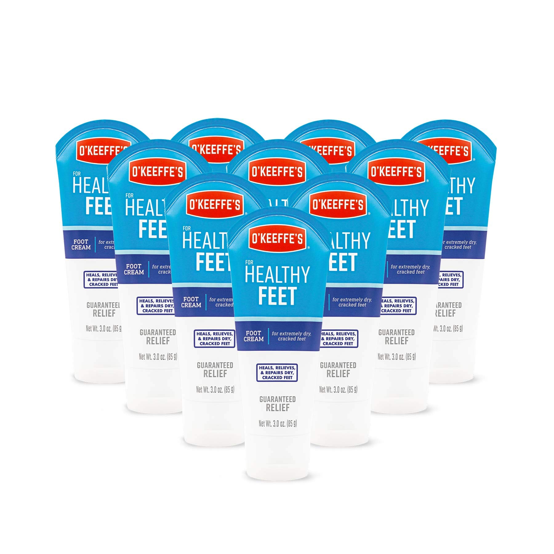 O'Keeffe's Healthy Feet Foot Cream for Dry Cracked Feet - 3 oz Tube (Pack of 10) | Moisturizing Foot Care Treatment for Heels & Calluses | Perfect for Athletes, Diabetics & Dry Skin Relief