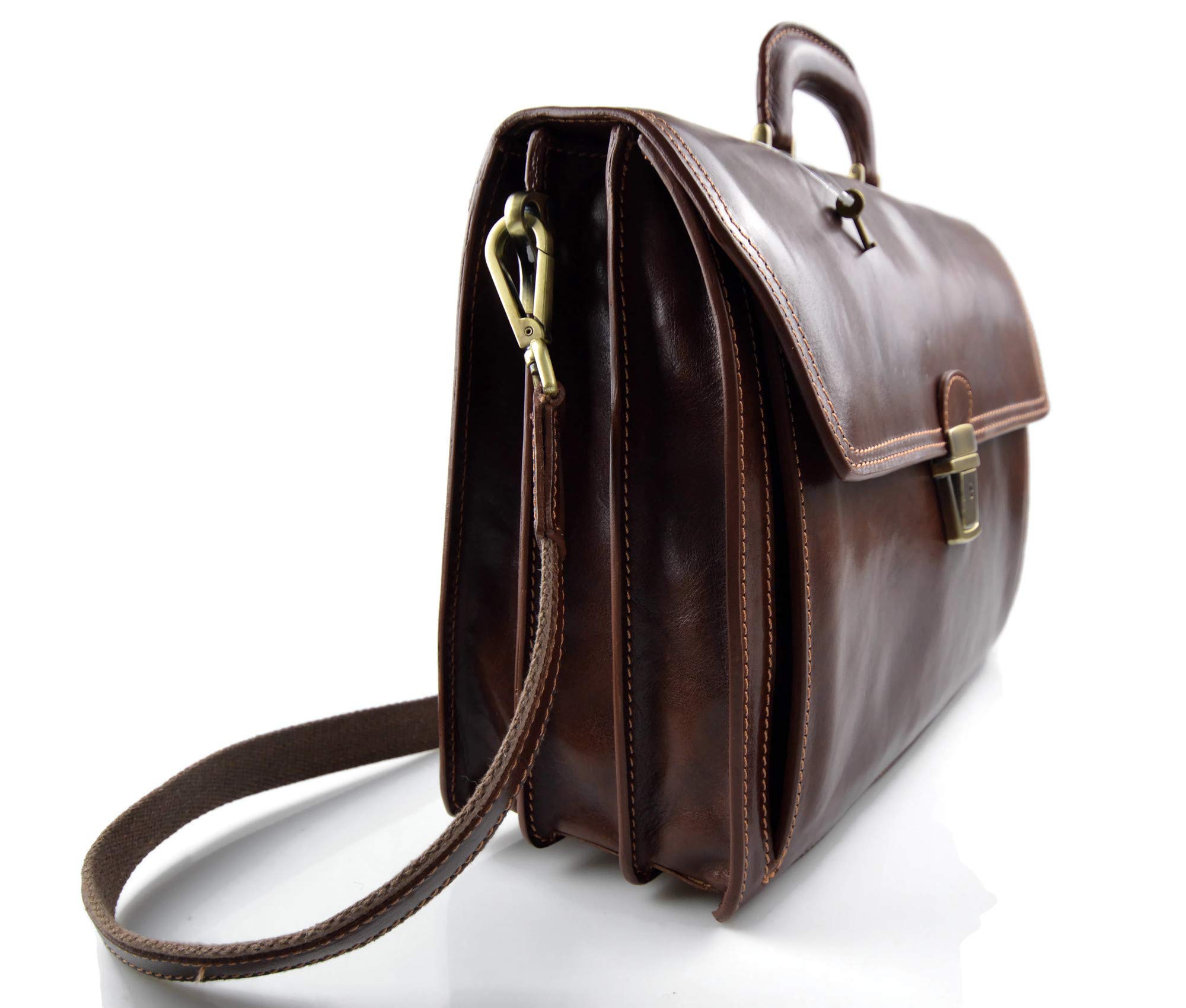 Premium Genuine Leather Briefcase for Men & Women - Professional Office Shoulder Bag, Business Messenger Satchel in Brown - Ideal for Work, Travel & Conference Meetings