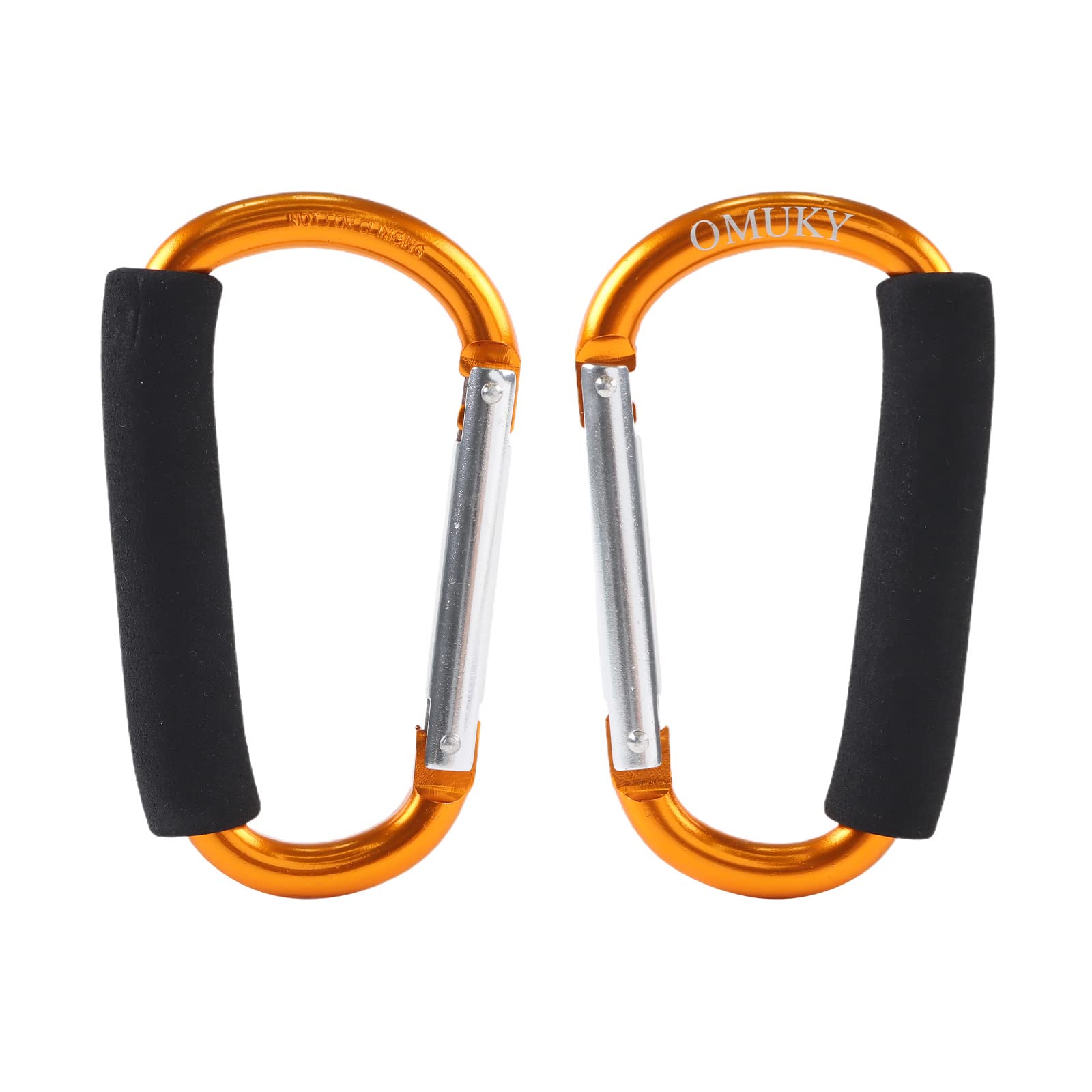 OMUKY 2-Pack Heavy Duty Carabiner Clips - Multipurpose Snap Hooks for Grocery Bags, Strollers, Backpacks & Shopping - Oversized Sponge Handle with Secure Locking Mechanism - Perfect for Outdoor Activities, Camping, Hiking & Daily Errands