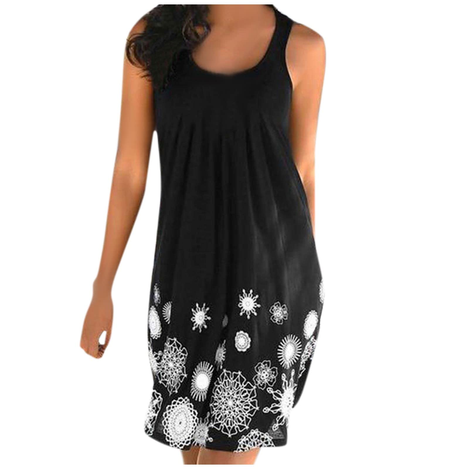 QWKLEAJ Women's Vest Dress - Casual Sleeveless Round Neck Loose Short Summer Dress for Beach, Travel & Everyday Wear
