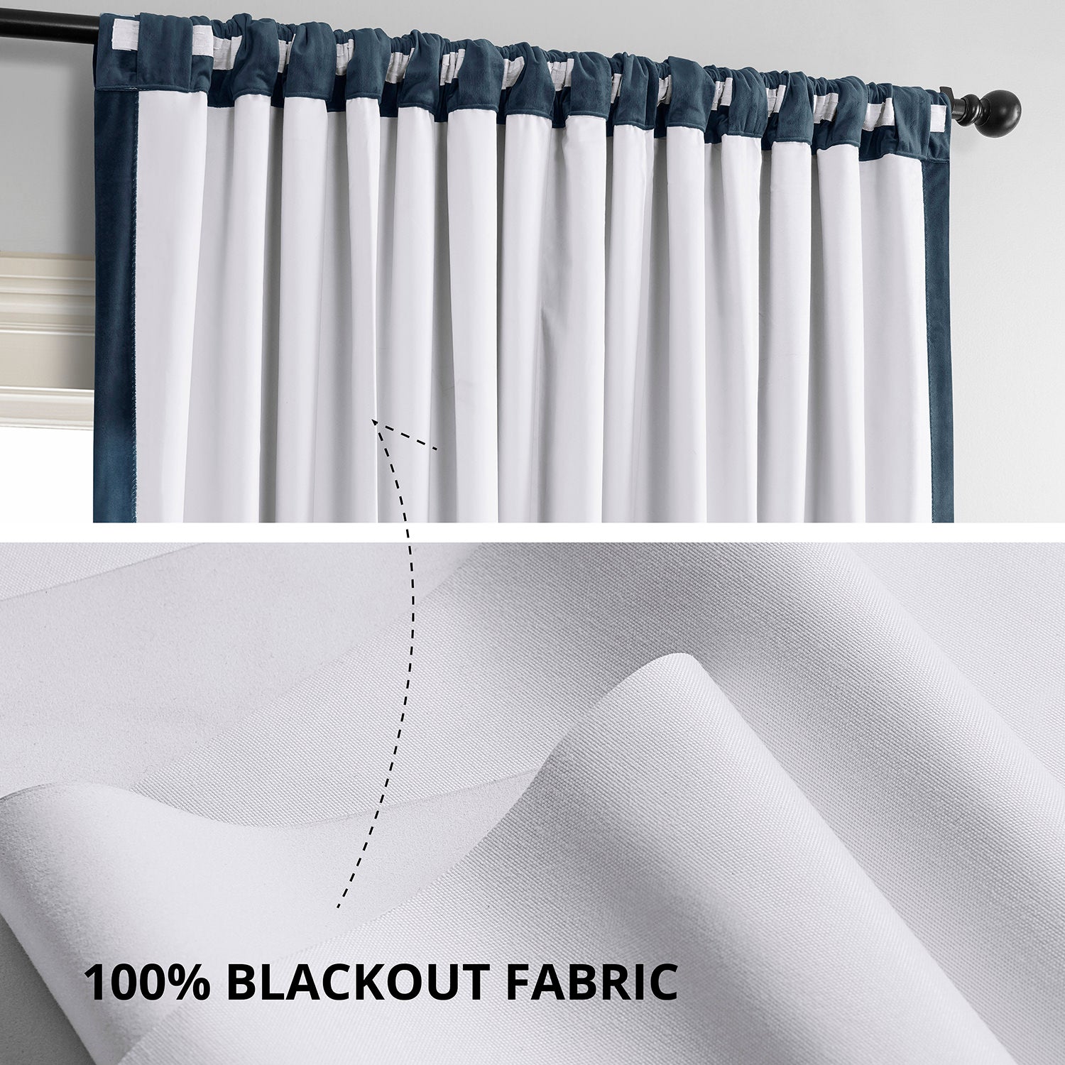 Midnight Blue Extra Wide Blackout Curtains for Bedroom - Premium Velvet Thermal Insulated Drapes for Better Sleep & Light Blocking - Perfect for Nursery, Living Room & Home Theater