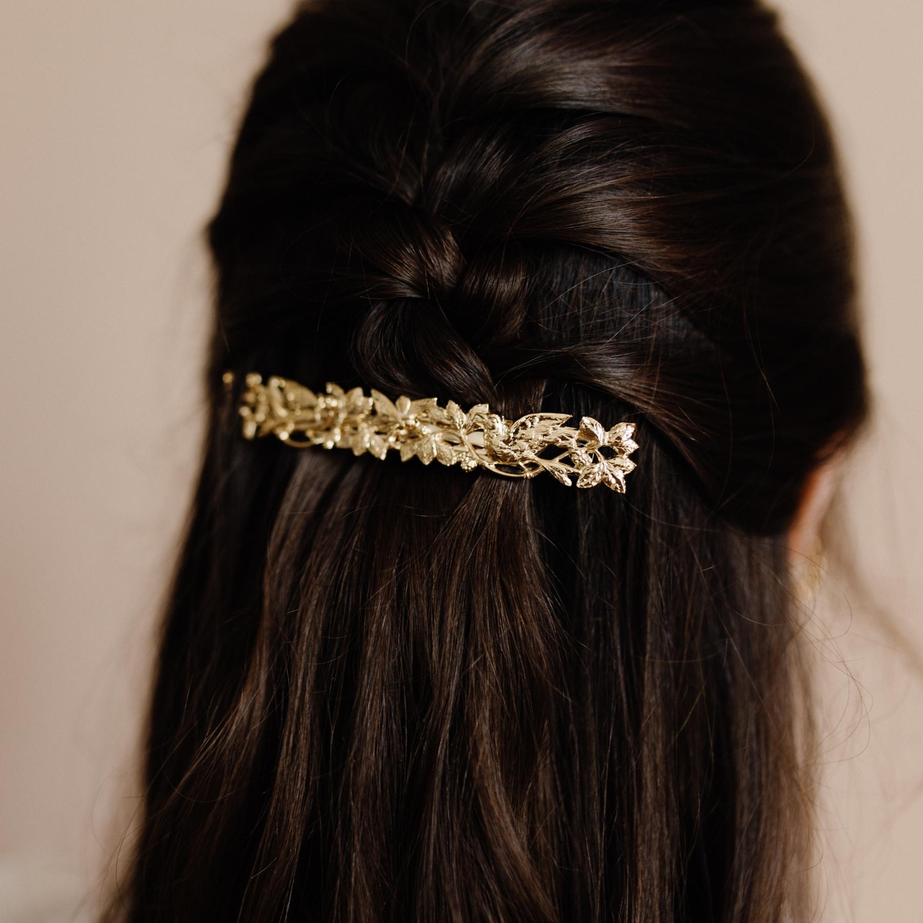 Persephone Gold Hair Barrettes - Elegant Hair Clips for Women, Girls - Perfect for Weddings, Parties & Everyday Styling