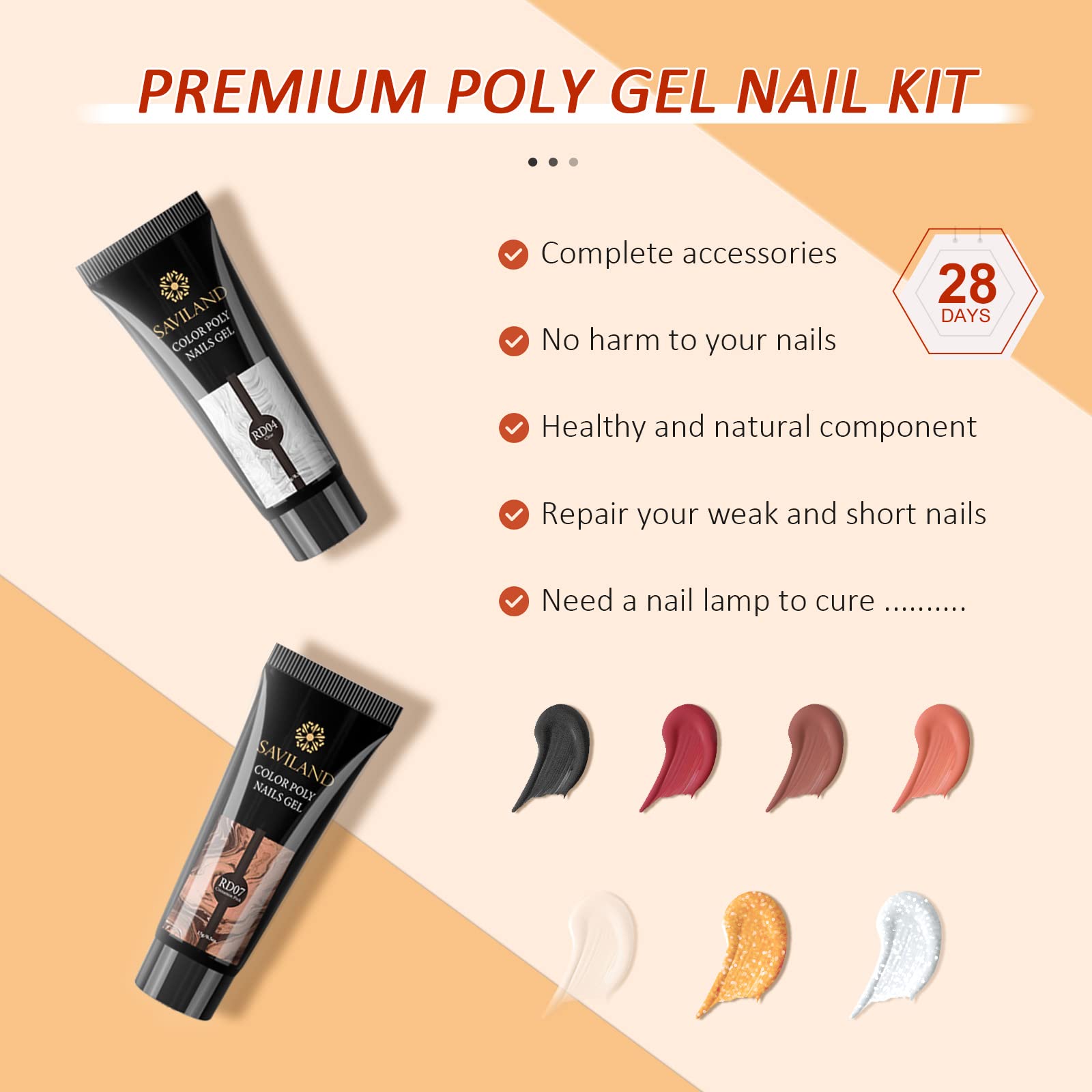 Saviland Poly Nails Gel Kit - Professional Glitter Nail Extension Kit with Slip Solution & Nail Strengthener | All-in-One Builder Gel for DIY Manicures | Perfect for Beginners & Home Use | Salon-Quality Nails for Parties, Weddings & Special Occasions