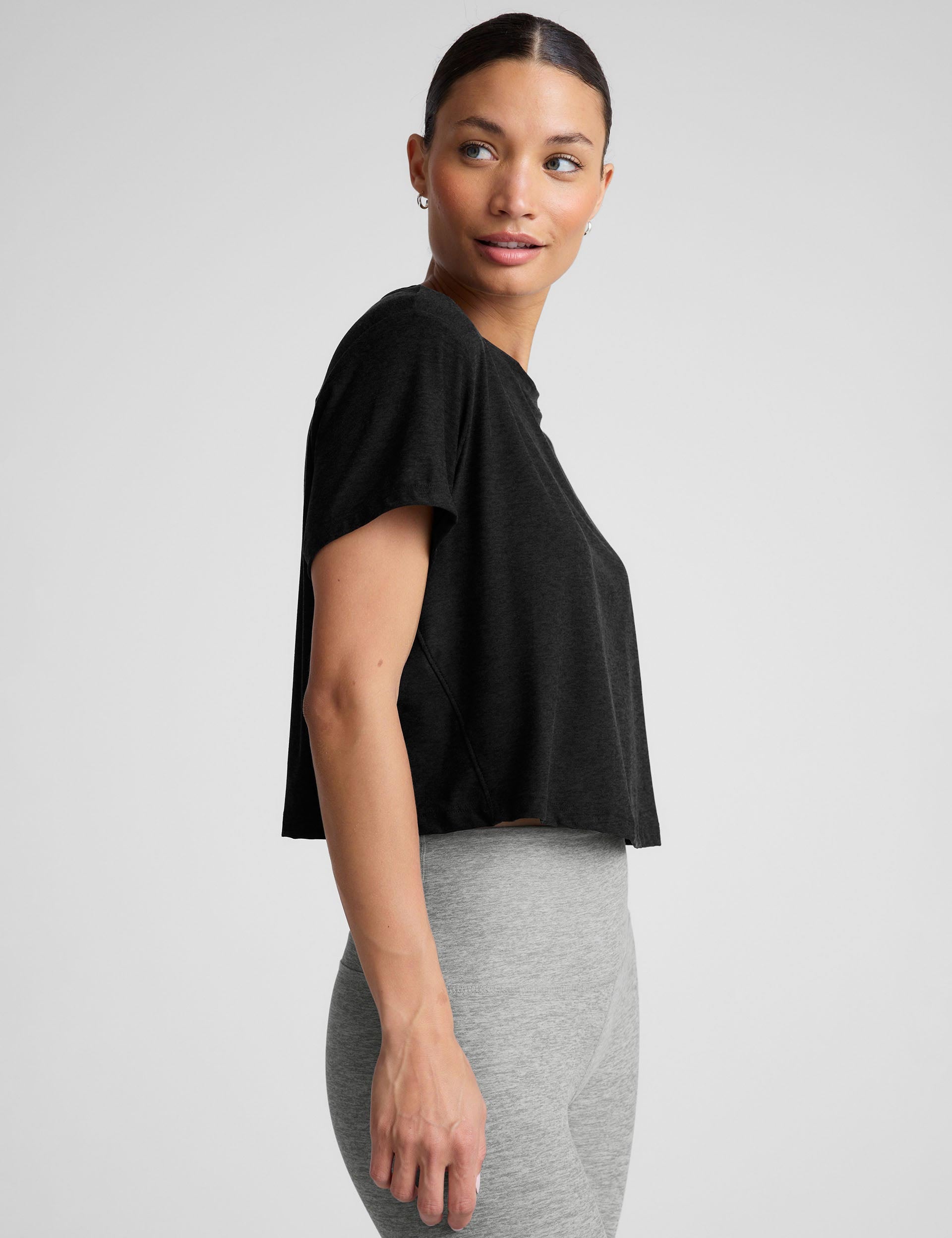 Featherweight Supreme Cropped T-Shirt - Darkest Night Black | Lightweight Comfort Fit Women's Top for Casual Wear & Summer Outfits