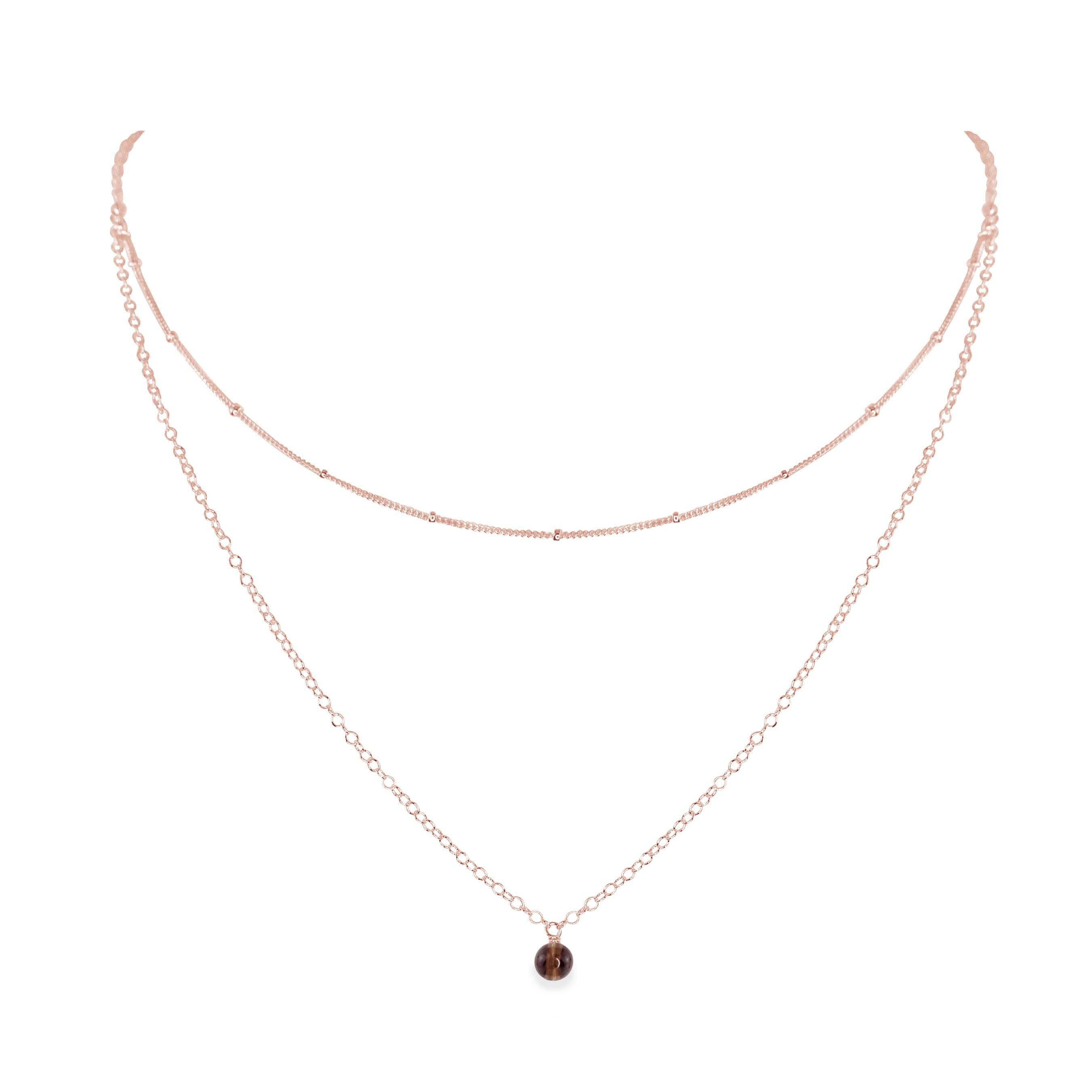 Elegant Smoky Quartz Gemstone Layered Choker Necklace for Women | Healing Crystal Jewelry | Perfect for Boho Style, Meditation & Gift Giving