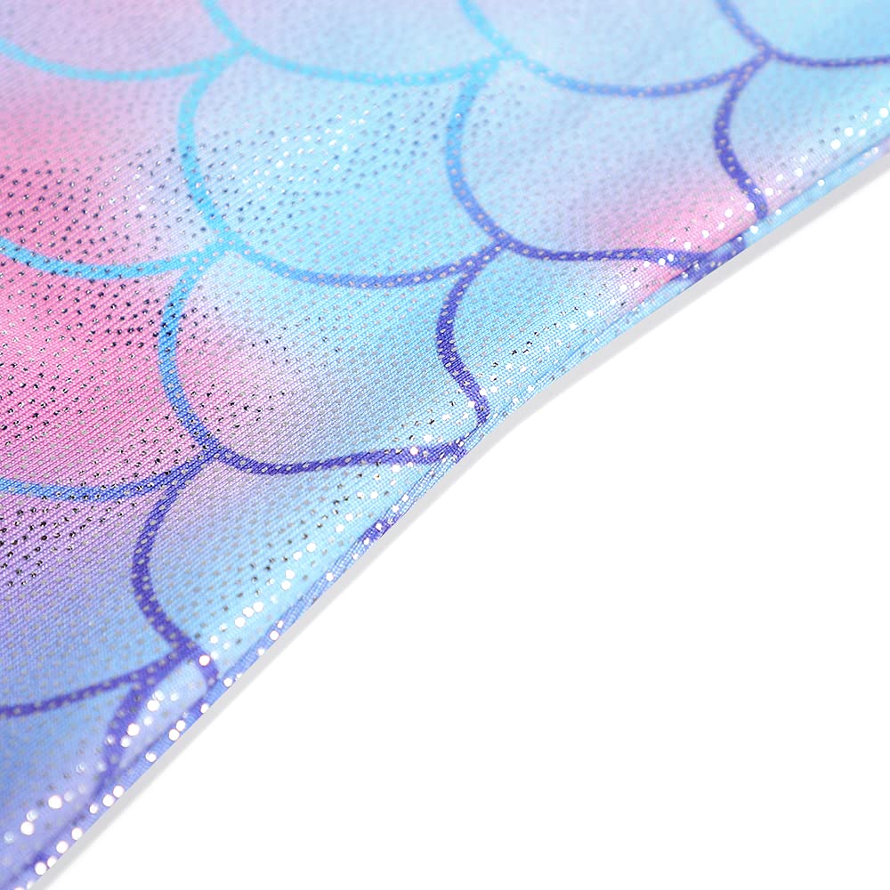 Girls Gymnastics Leotard - Toddler Dance Biketard with Mermaid & Unicorn Design - Shiny Rainbow, Blue & Hot Pink Athletic Dance Wear - Perfect for Ballet, Cheerleading & Performance Costumes