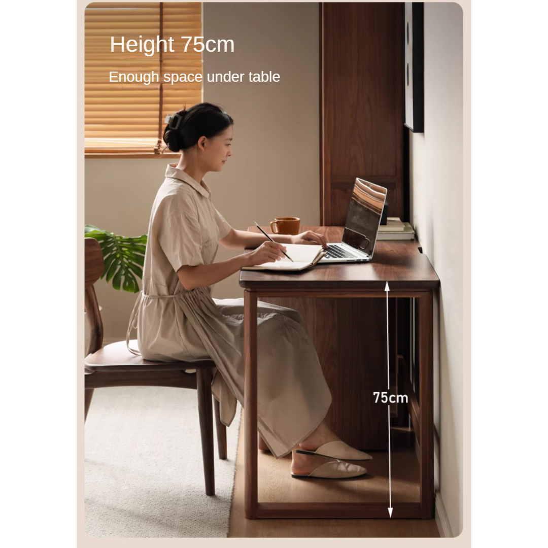 Premium Black Walnut & Ash Solid Wood Study Desk - Handcrafted Writing Table for Home Office, Library, or Dorm Room - Ergonomic Design for Work & Study