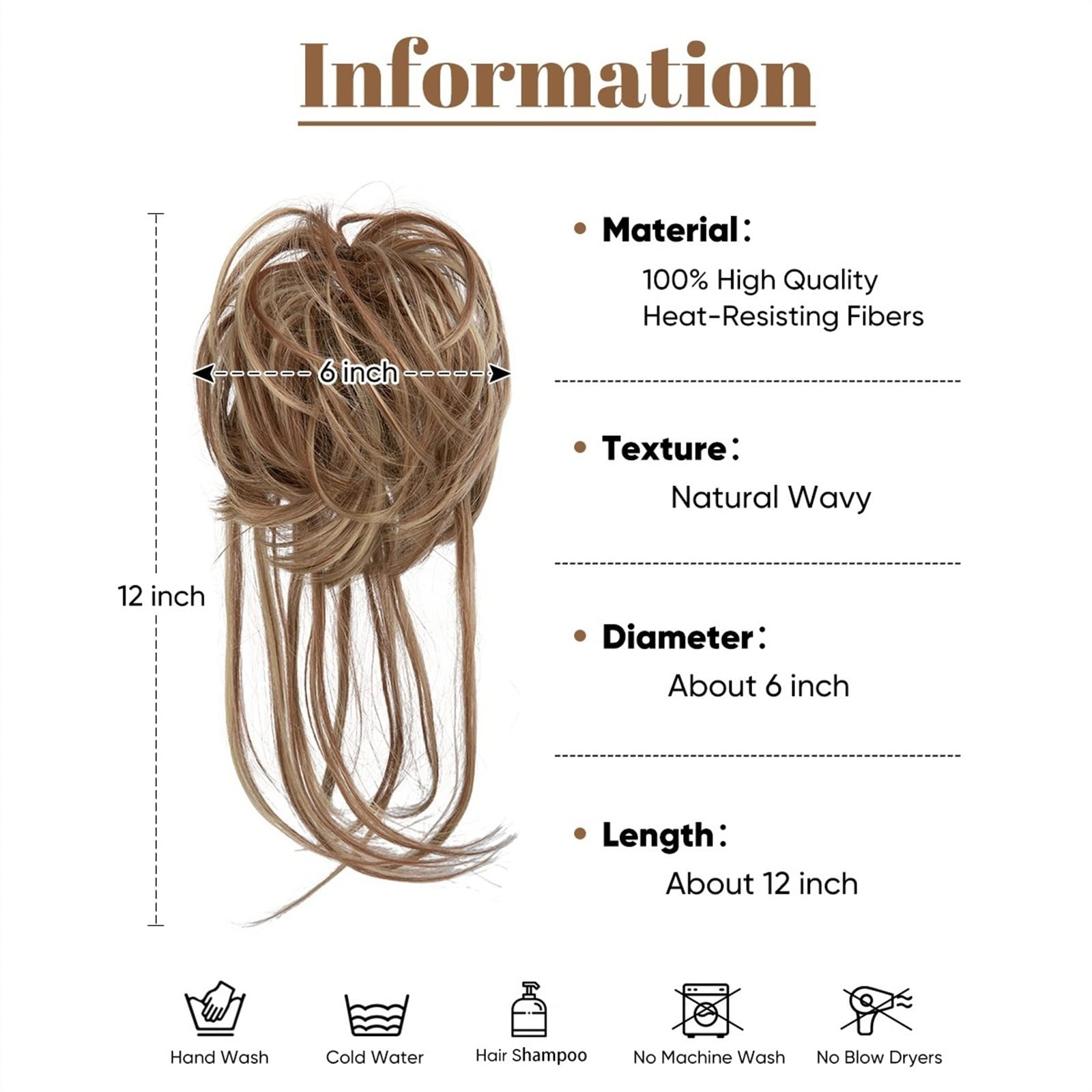 Women's Hair Chignon Donut Bun & Messy Bun Ponytail Extensions with Elastic Bungee - Curly Hair Bands & Ponytail Wigs for Women (Color: 10H86) - Perfect for Parties, Weddings & Everyday Styling