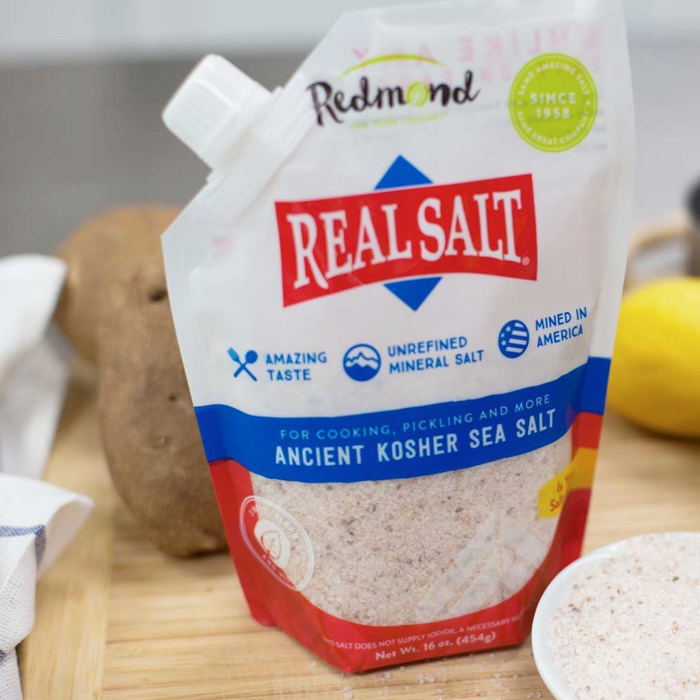 Redmond Real Sea Salt - Natural Unrefined, Gluten Free, Kosher Certified, 16 oz (1 Pack) | Perfect for Cooking, Baking & Seasoning | Healthy Alternative to Processed Salt