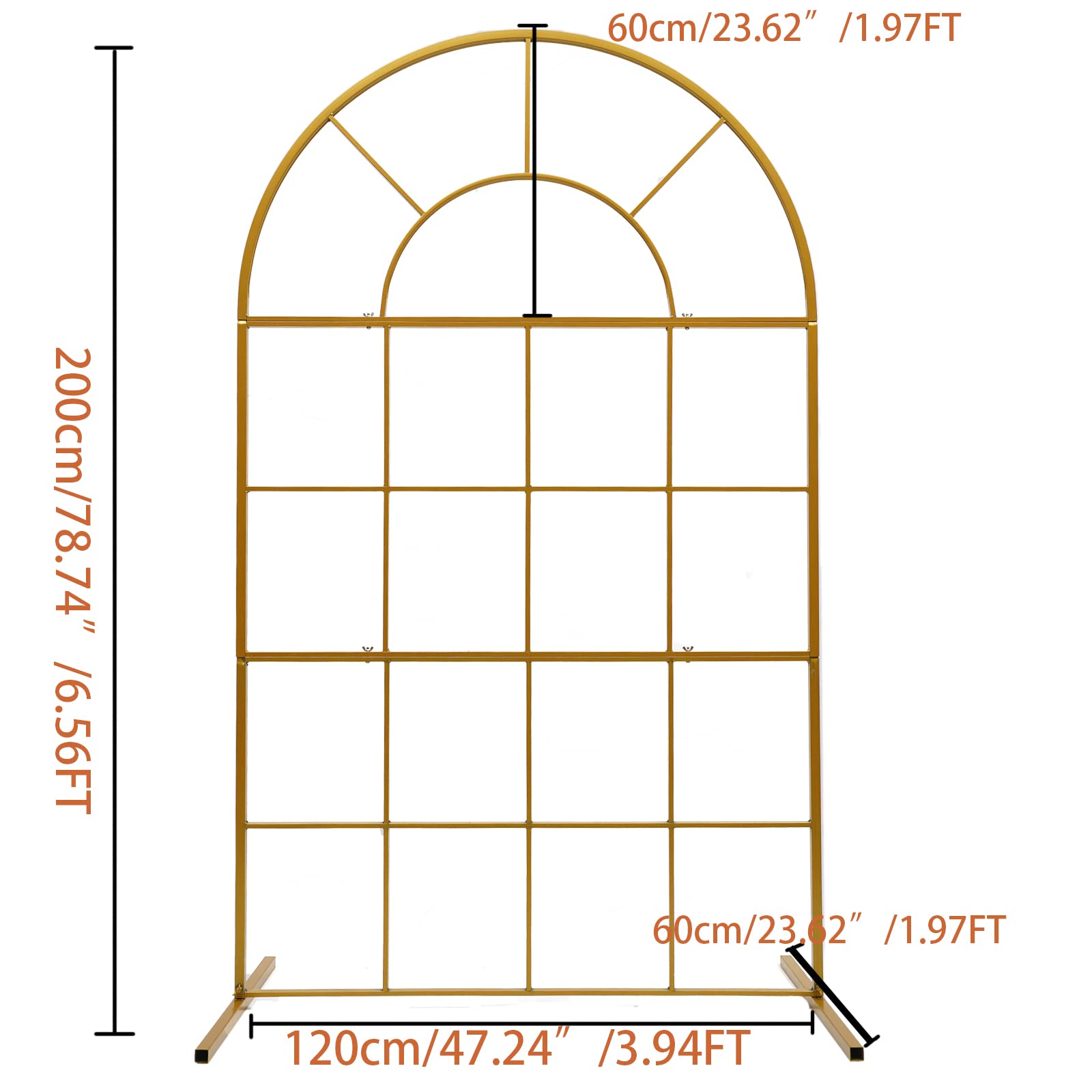 3.9x6.5FT Gold Wedding Arch Backdrop with Flower Stand - Metal Arched Balloon Arch Kit for Wedding Decorations, Garden Parties & Climbing Plant Displays - Perfect for Outdoor Ceremonies, Reception Decor & Photo Backdrops