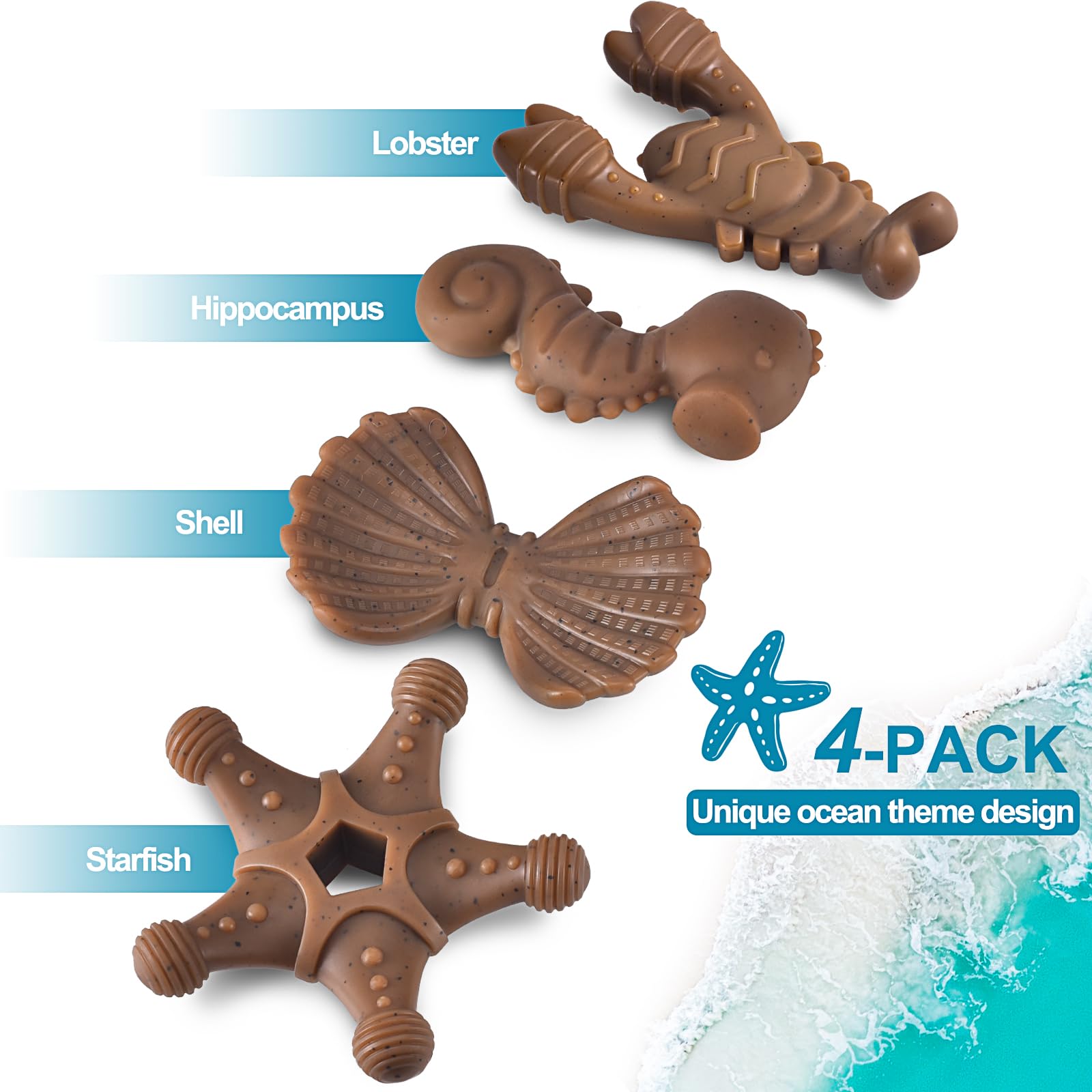 NEZIN Indestructible Dog Chew Toys for Aggressive Chewers - 4 Pack Durable Nylon Chew Toys for Small, Medium & Large Dogs | Perfect for Teething, Boredom Relief & Dental Health | Great Gift for Pet Lovers
