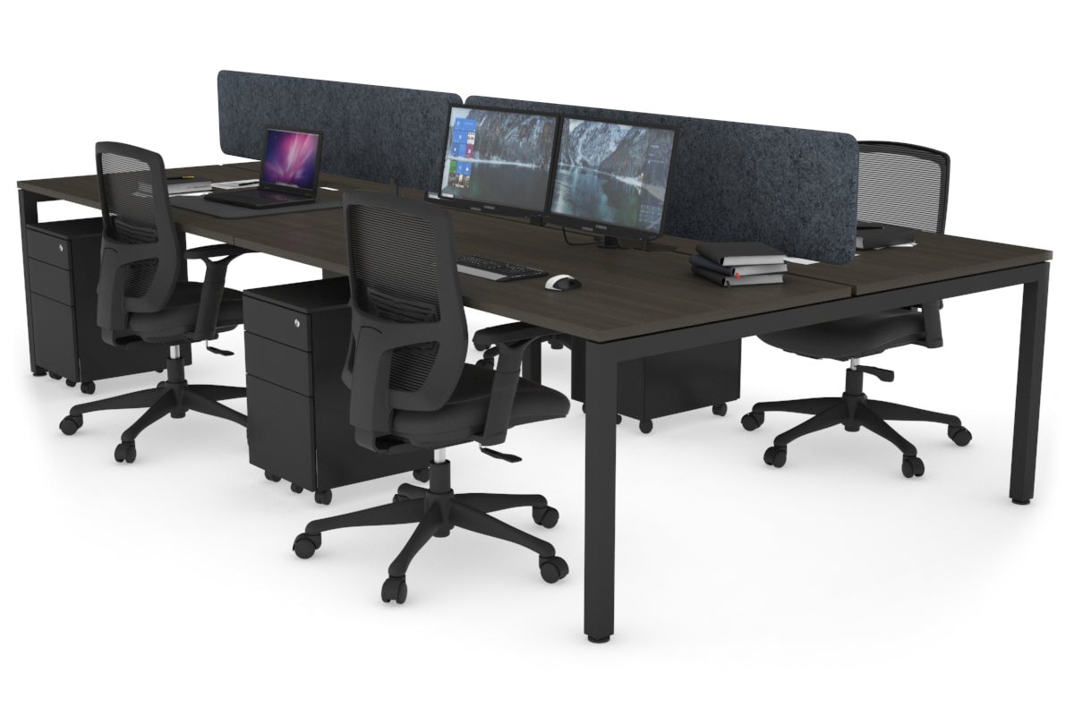 Quadro Square Legs 4-Person Office Workstation Desk - 1600L x 800W with Cable Management Scallop - Perfect for Collaborative Workspaces & Open Office Environments