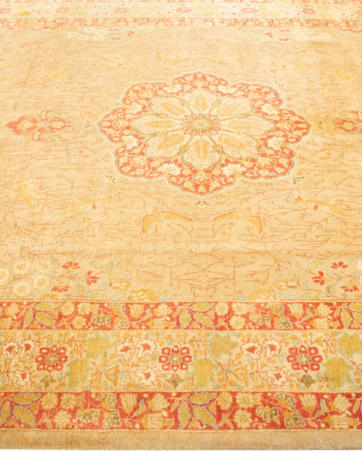 Handmade Wool Oriental Mogul Yellow 6x9 Area Rug - Traditional Hand-Knotted Design for Living Room, Bedroom & Dining Room Decor
