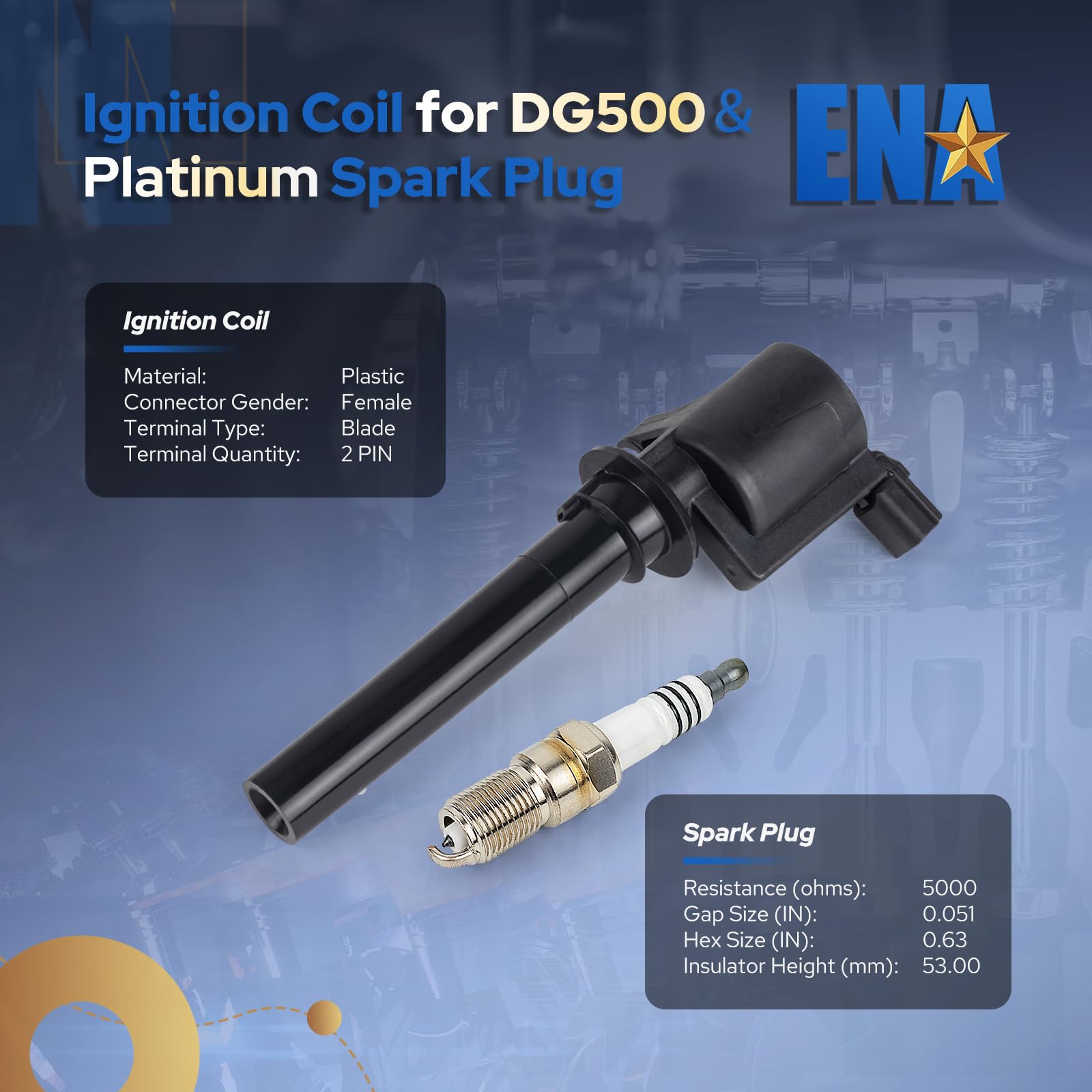 DG500 Ignition Coil Pack & Spark Plugs Set of 6 - Compatible with 2001-2008 Ford Escape, Freestyle, Taurus, Five Hundred, Mazda Tribute, Mercury Mariner, Montego, Sable 3.0L V6 Engine - Improve Engine Performance & Fuel Efficiency for Smoother Rides